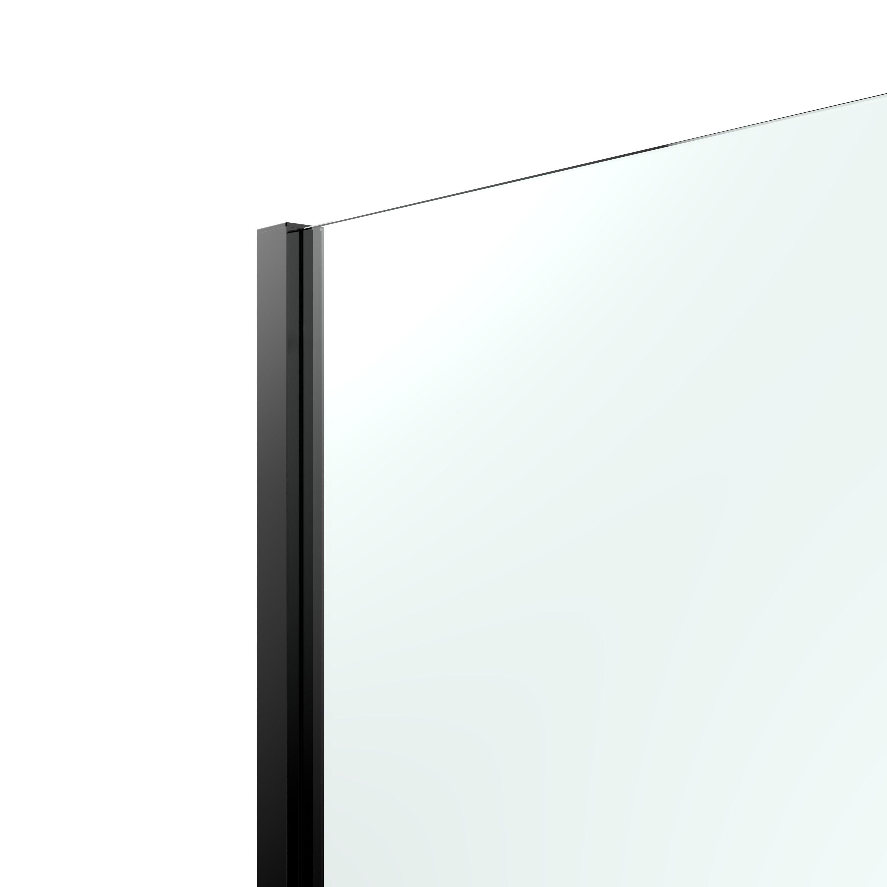 GoodHome Ledava Matt Black Textured Walk-in Wet room glass screen (H ...