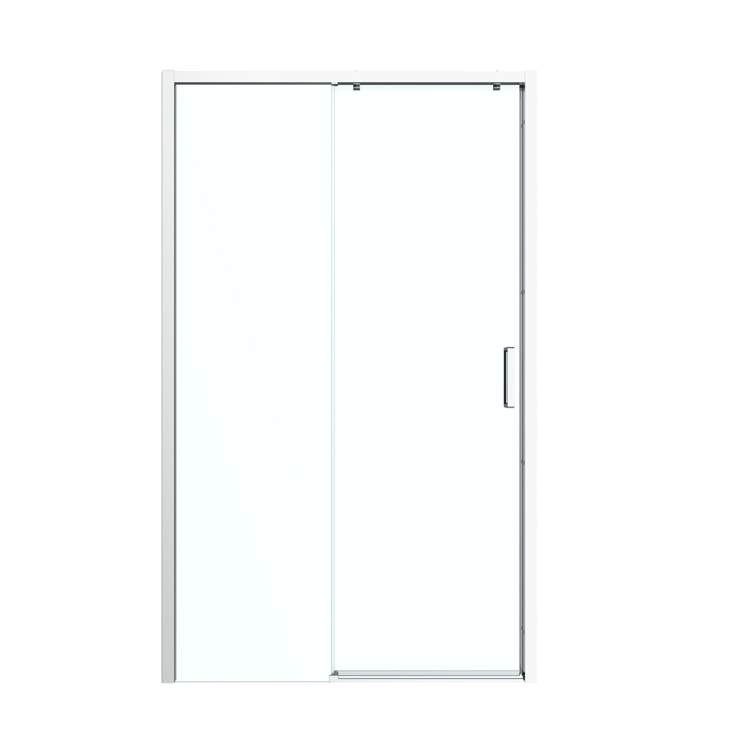 GoodHome Ledava Minimal frame Chrome effect Clear Frosted glass Sliding Shower Door (H)195cm (W)120cm