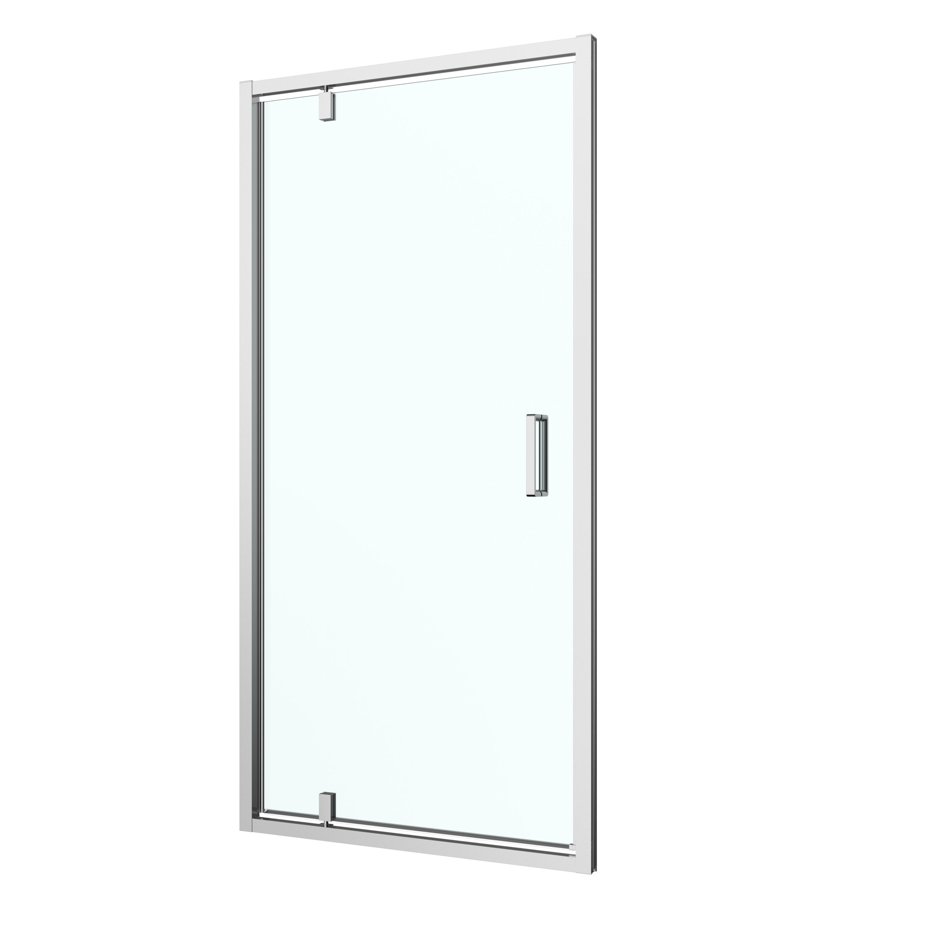 GoodHome Ledava Minimal frame Chrome effect Clear glass Half open pivot Shower door (H)195cm (W)76cm