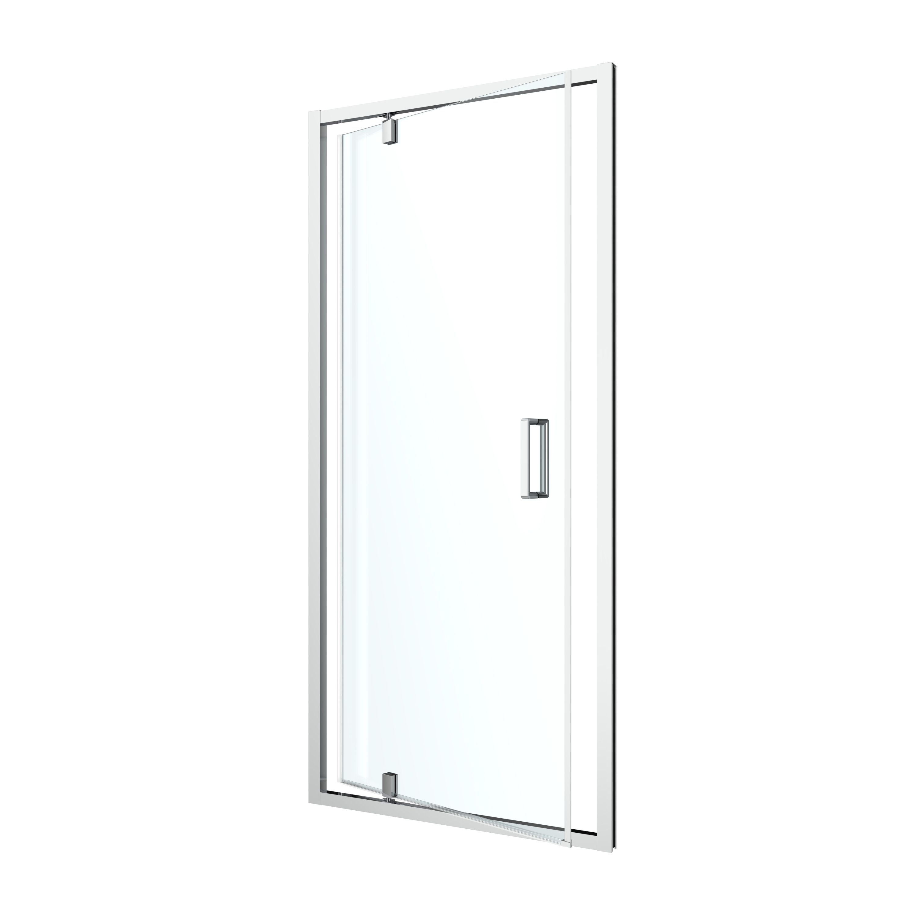GoodHome Ledava Minimal frame Chrome effect Clear glass Half open pivot Shower door (H)195cm (W)76cm