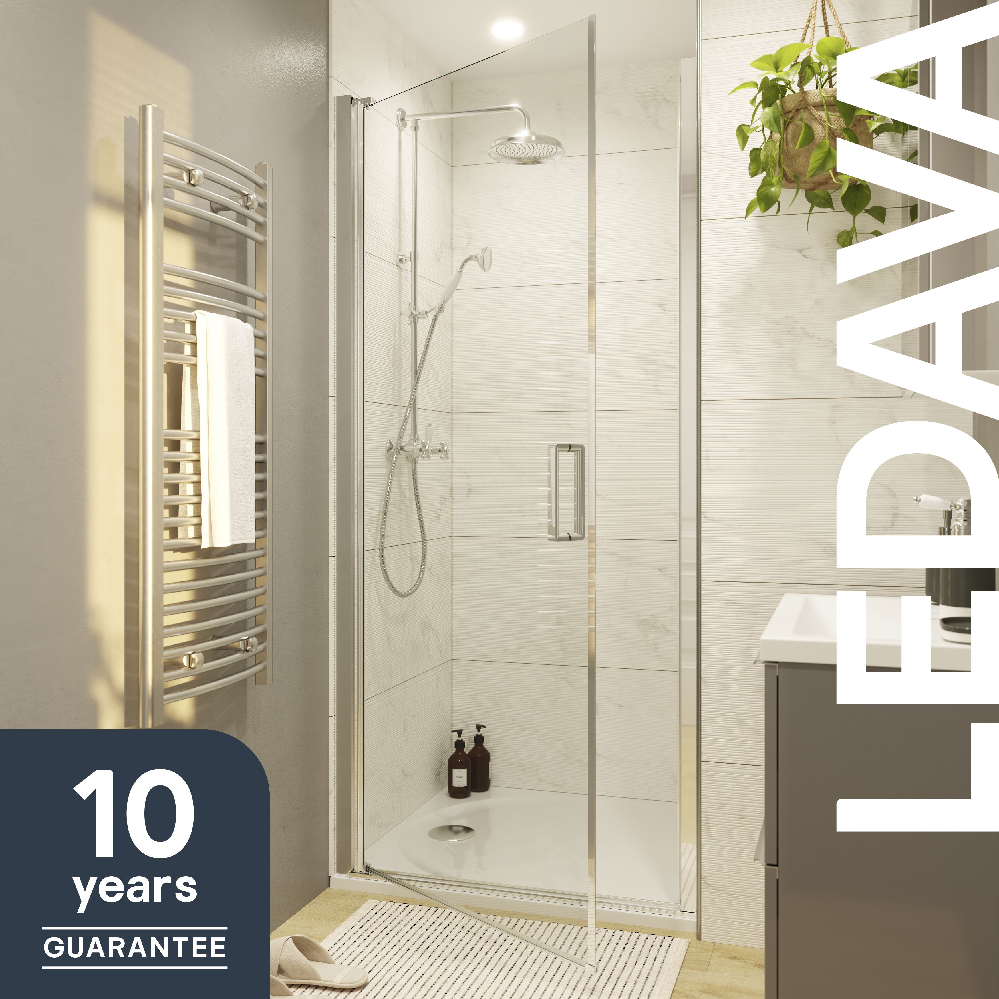 GoodHome Ledava Minimal frame Chrome effect Clear glass Pivot Shower door (H)195cm (W)76cm