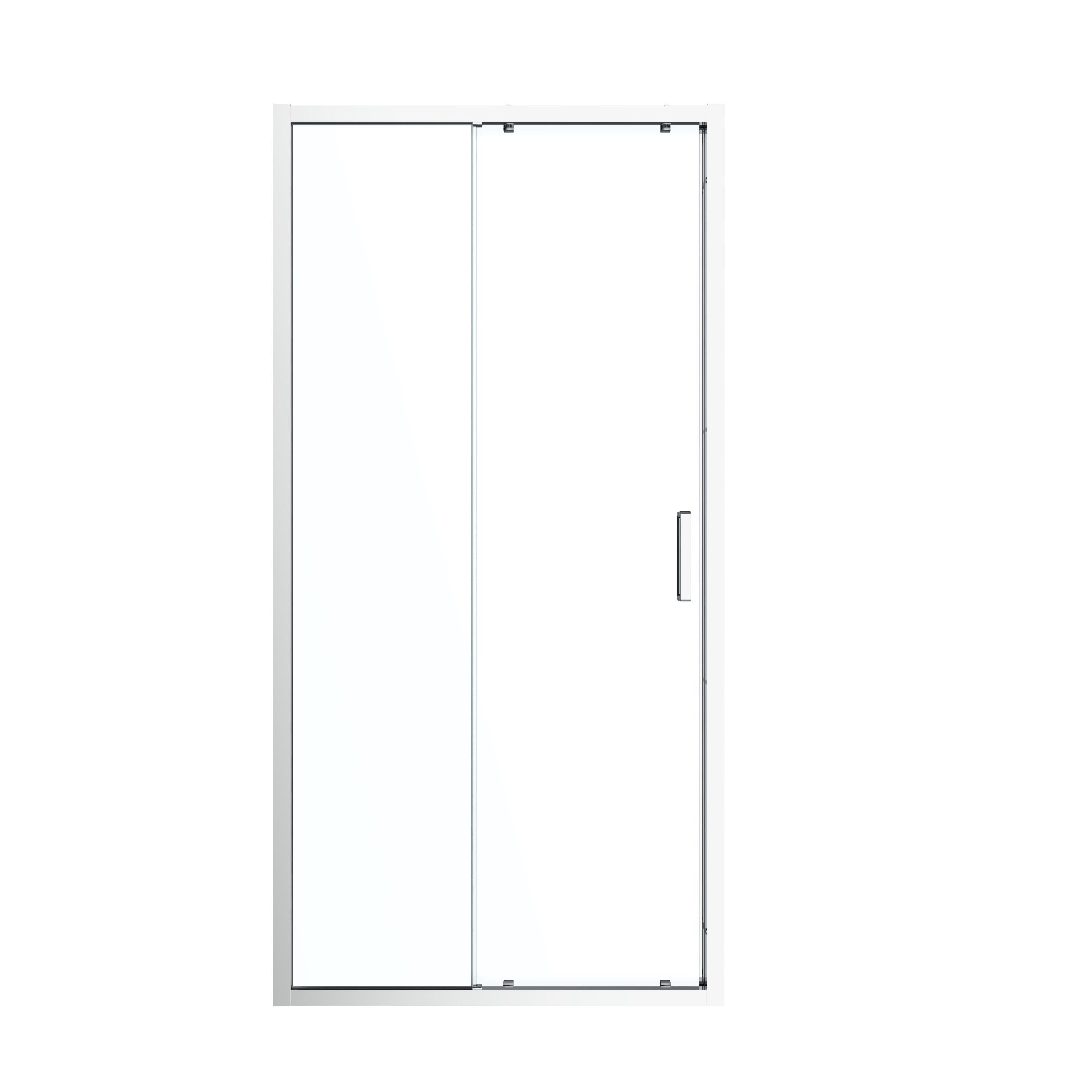 GoodHome Ledava Minimal frame Chrome effect Clear glass Sliding Shower door (H)195cm (W)140cm