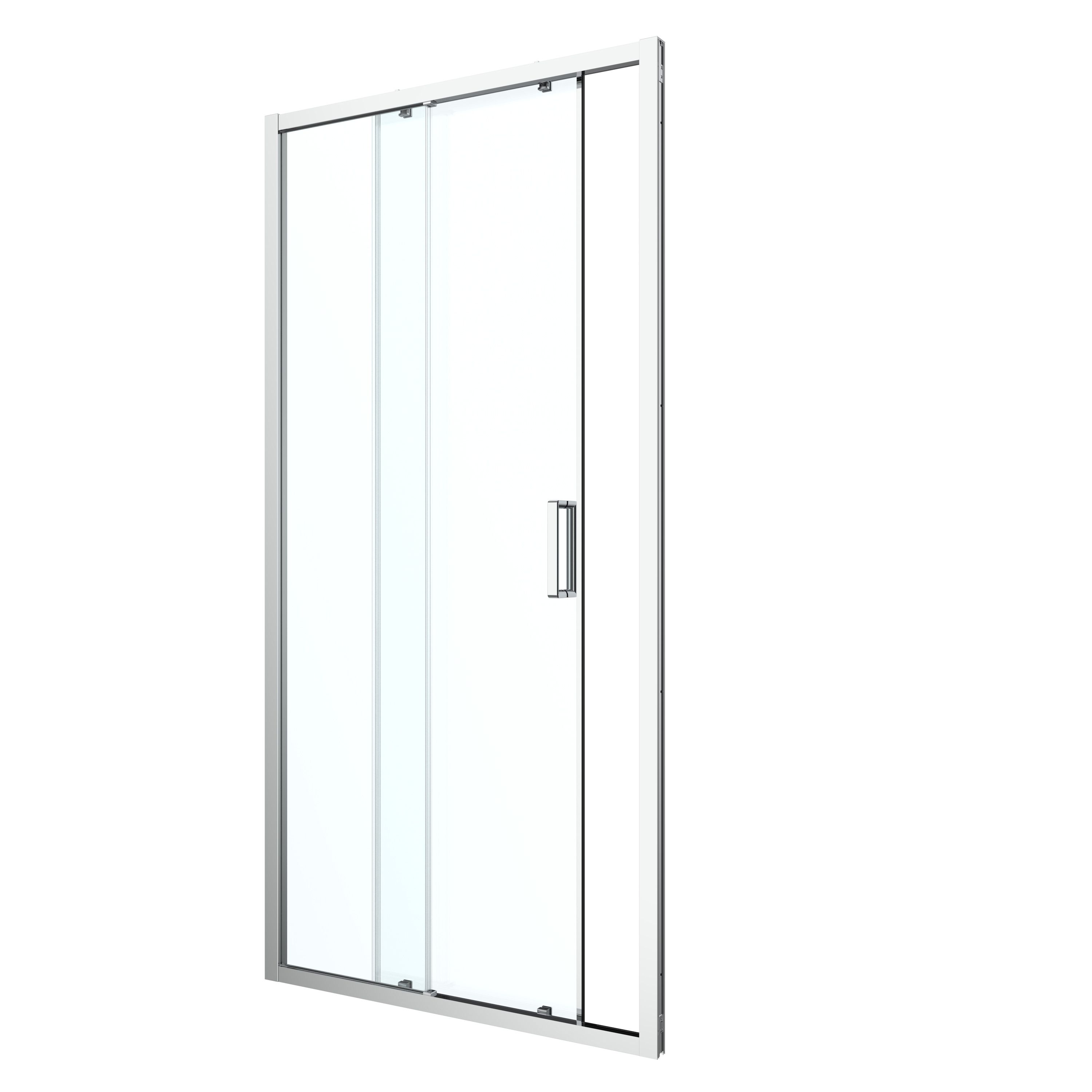 GoodHome Ledava Minimal frame Chrome effect Clear glass Sliding Shower door (H)195cm (W)140cm