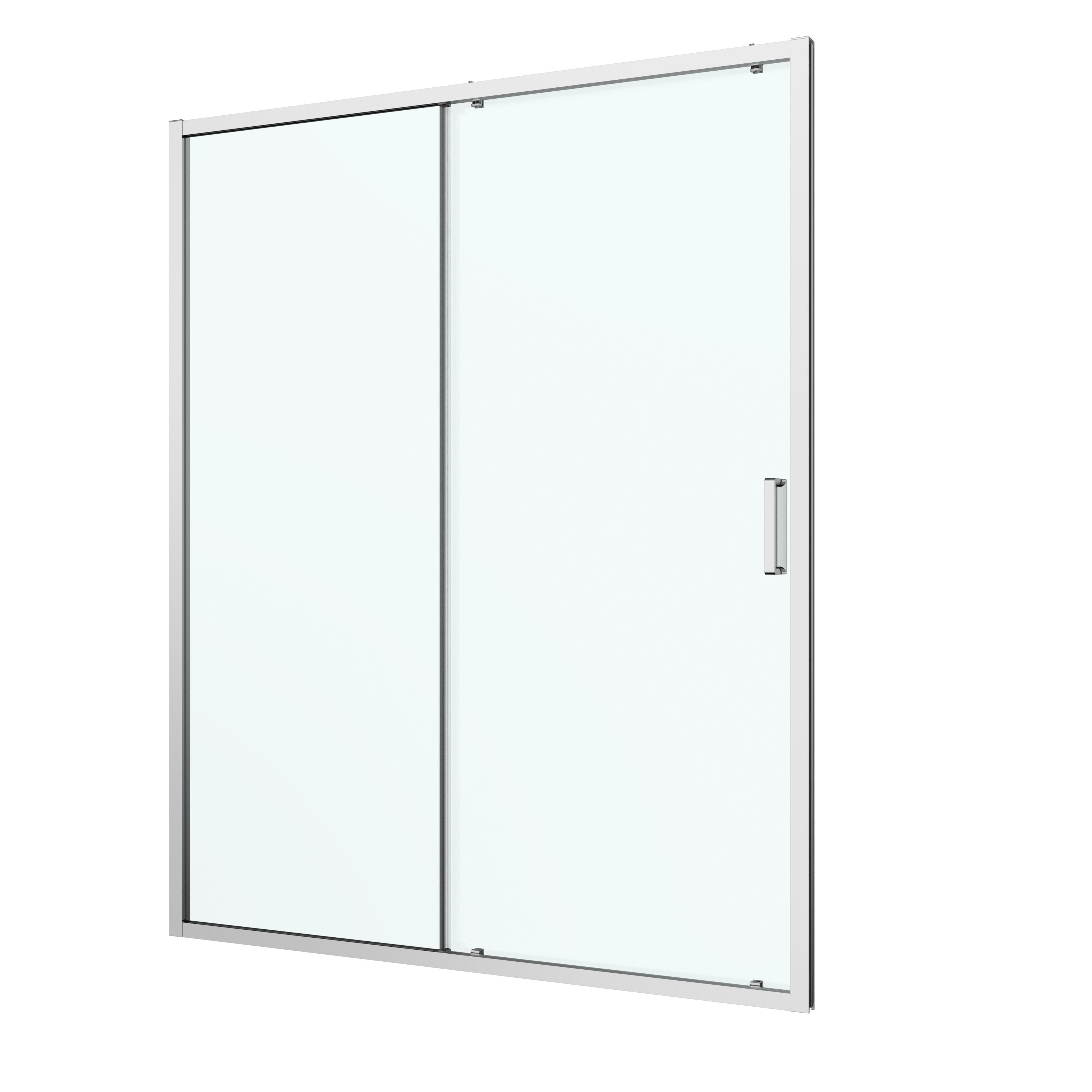 GoodHome Ledava Minimal frame Chrome effect Clear glass Sliding Shower door (H)195cm (W)160cm