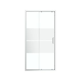 GoodHome Ledava Minimal frame Chrome effect Clear glass Striped Sliding Shower Door (H)195cm (W)120cm