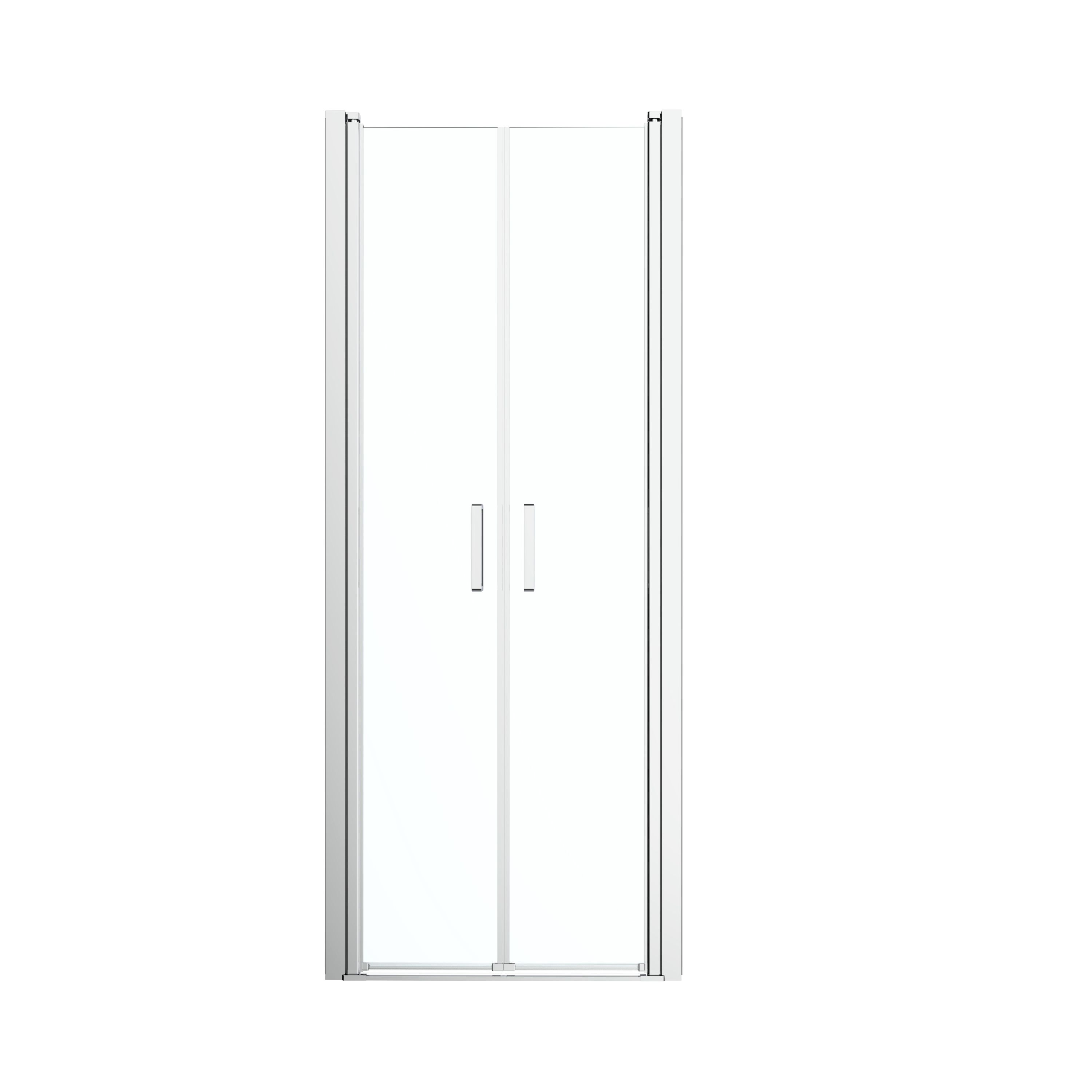 GoodHome Ledava Minimal frame Chrome effect Clear glass Western Shower door (H)195cm (W)90cm
