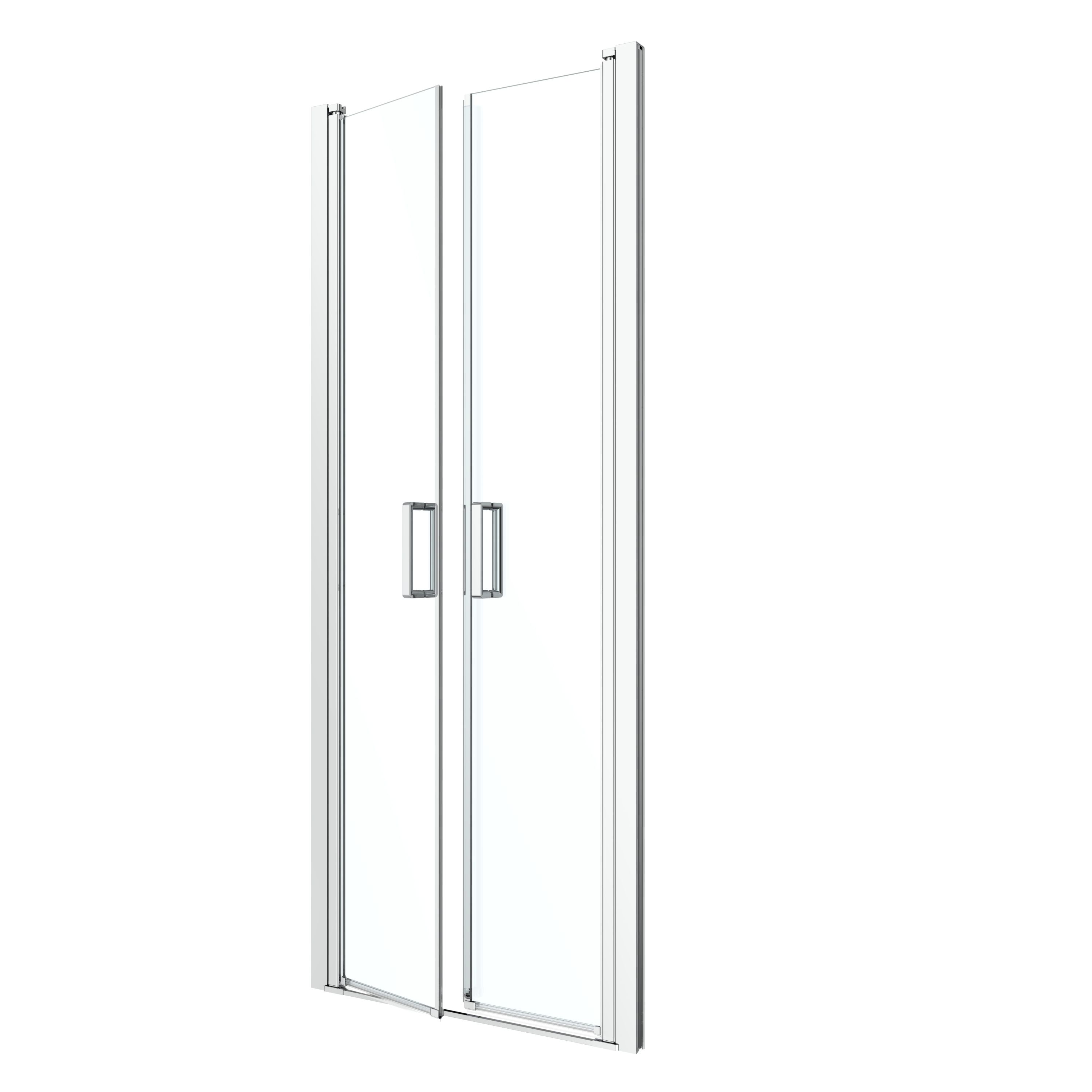 GoodHome Ledava Minimal frame Chrome effect Clear glass Western Shower door (H)195cm (W)90cm