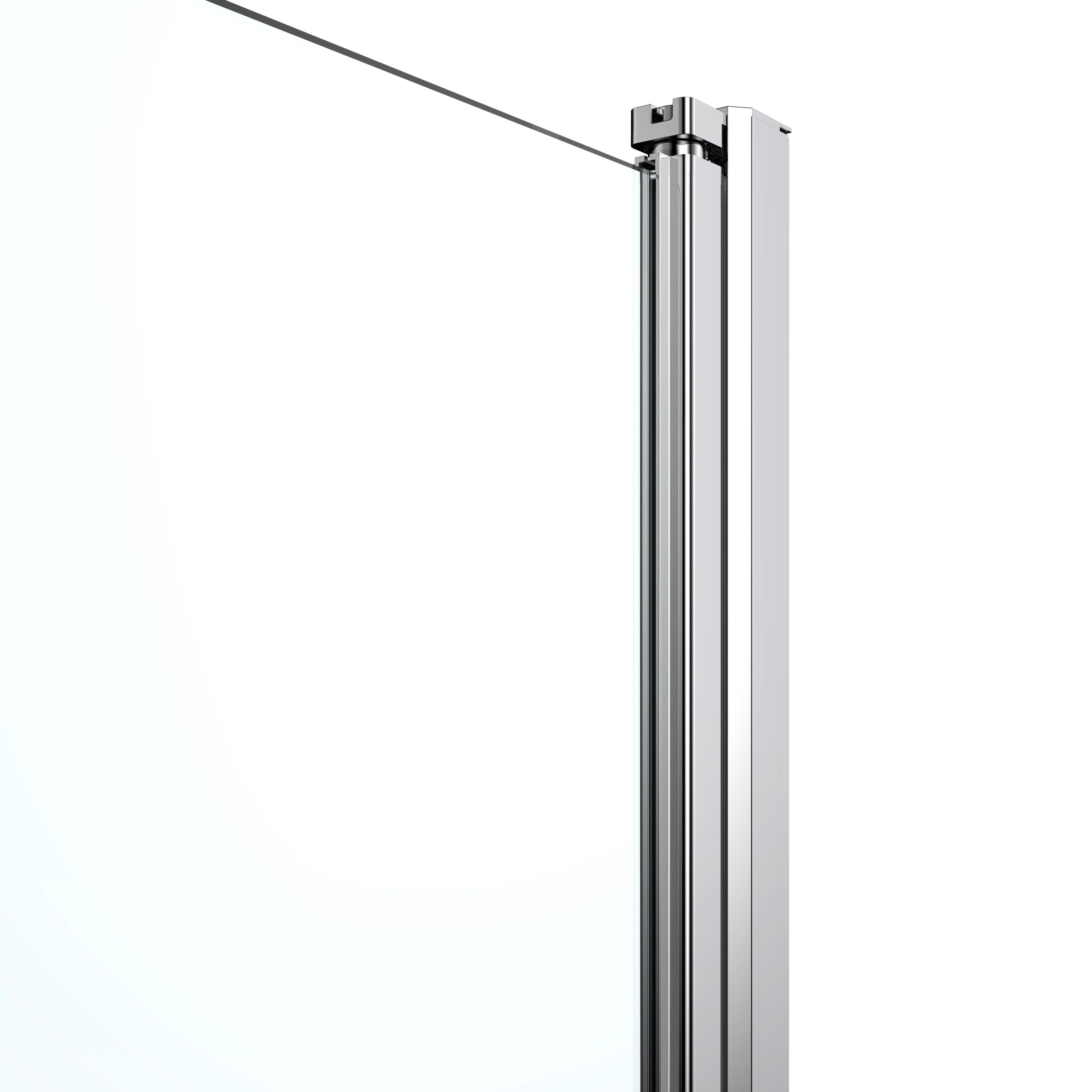 GoodHome Ledava Minimal frame Chrome effect Clear glass Western Shower door (H)195cm (W)90cm