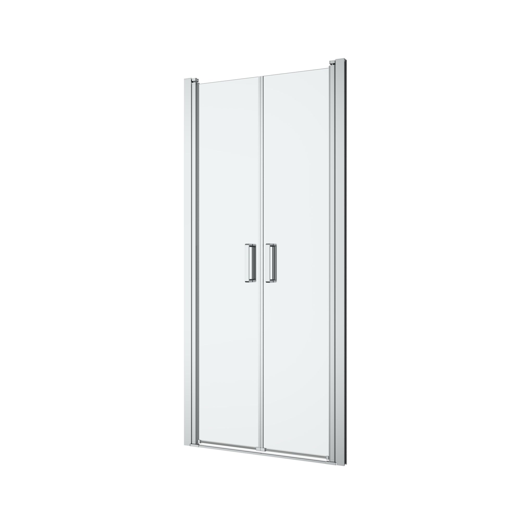 GoodHome Ledava Minimal frame Chrome effect Clear glass Western Shower door (H)195cm (W)90cm