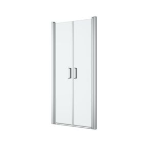 GoodHome Ledava Minimal frame Chrome effect Clear glass Western Shower Door (H)195cm (W)90cm