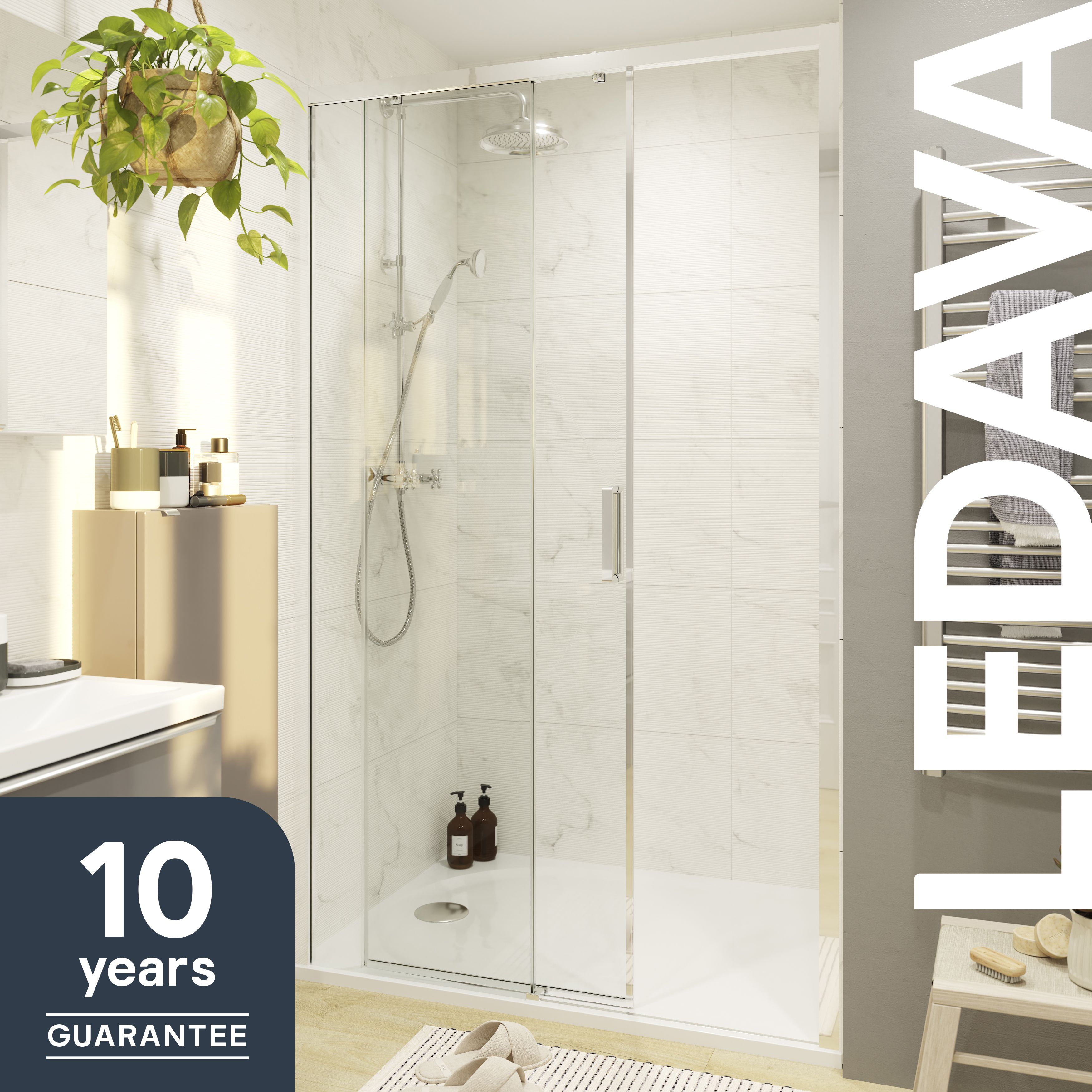 GoodHome Ledava Minimal frame Chrome effect Clear Sliding Shower door - Mobility friendly (H)195cm (W)120cm