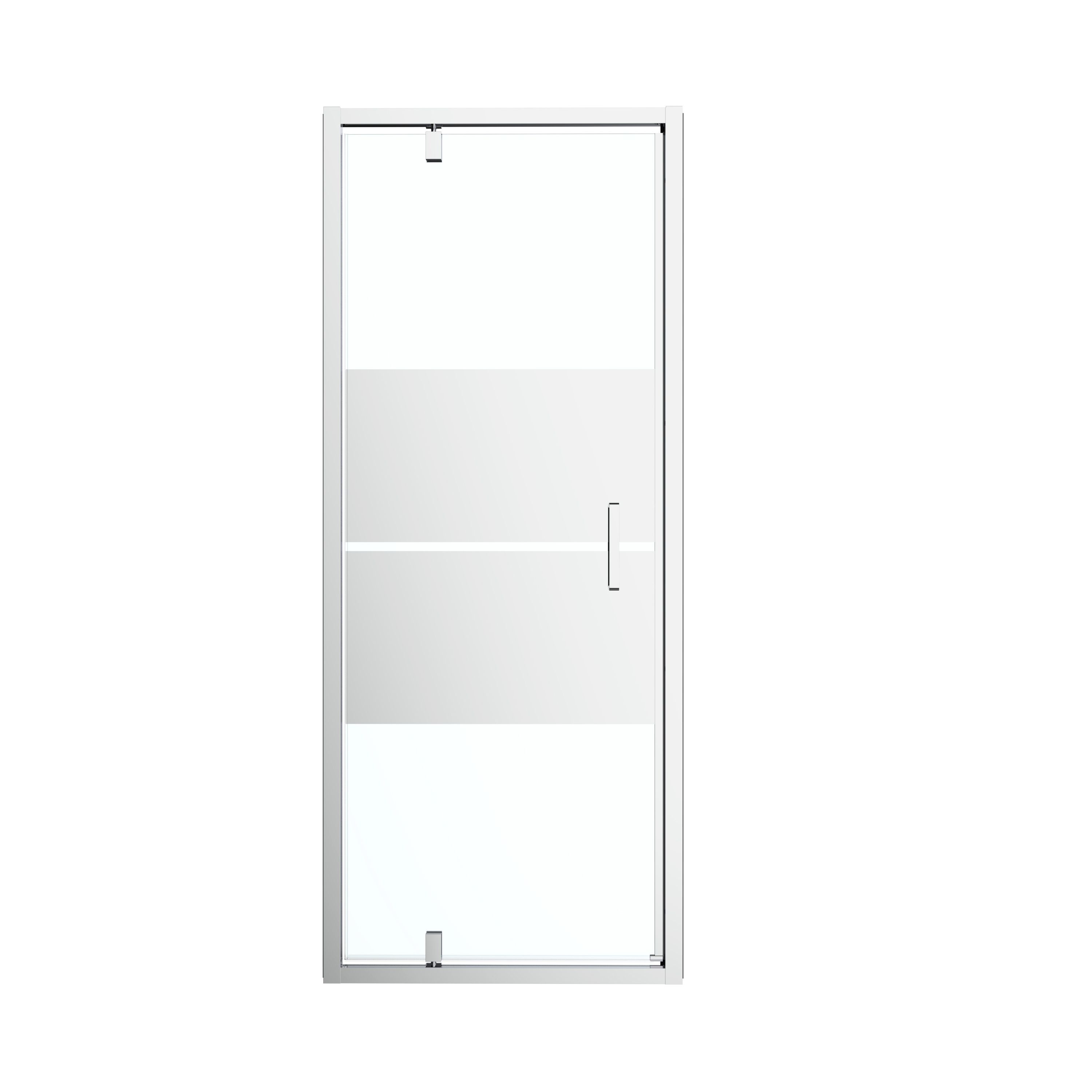 GoodHome Ledava Minimal frame Chrome effect Mirror Strip Half open pivot Shower door (H)195cm (W)120cm