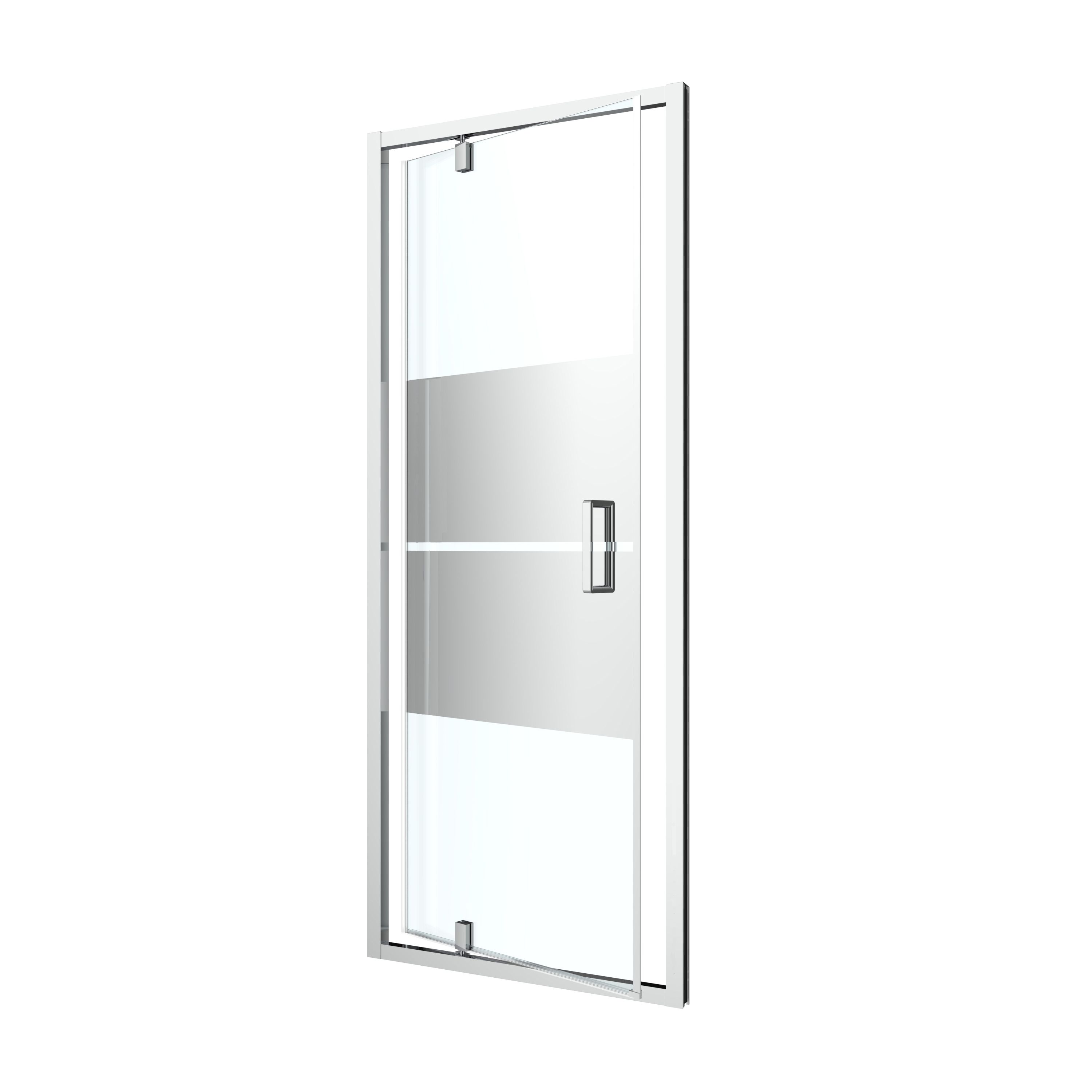 GoodHome Ledava Minimal frame Chrome effect Mirror Strip Half open pivot Shower door (H)195cm (W)120cm