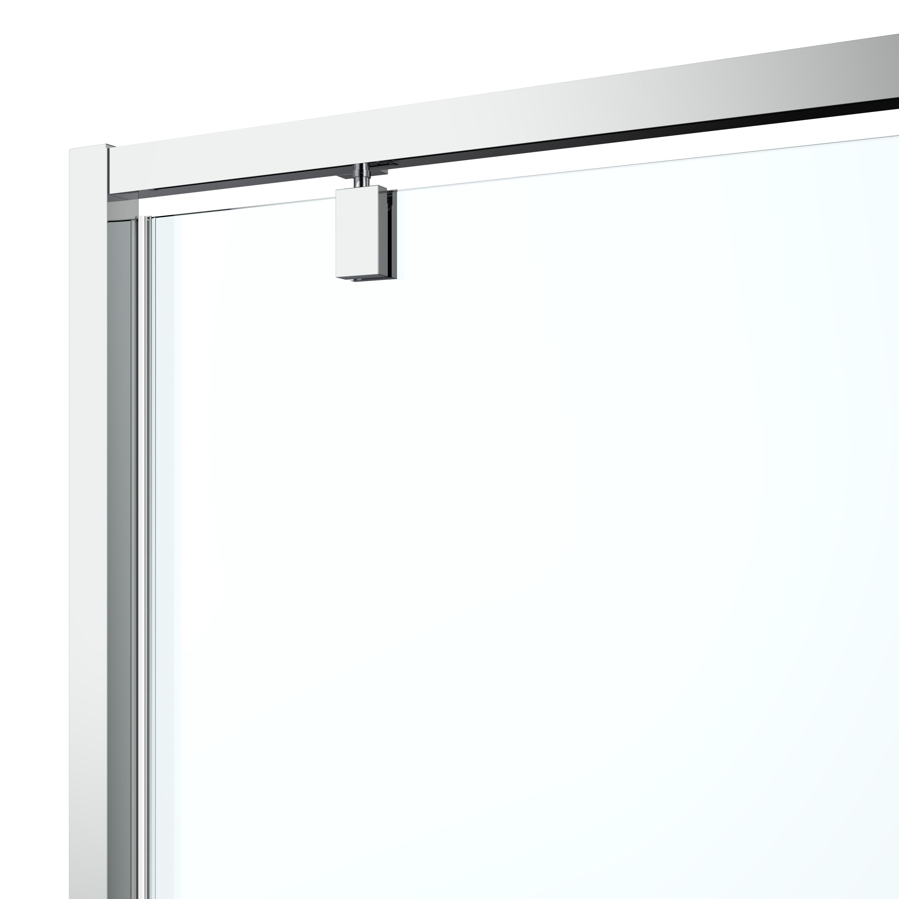 GoodHome Ledava Minimal frame Chrome effect Mirror Strip Half open pivot Shower door (H)195cm (W)120cm