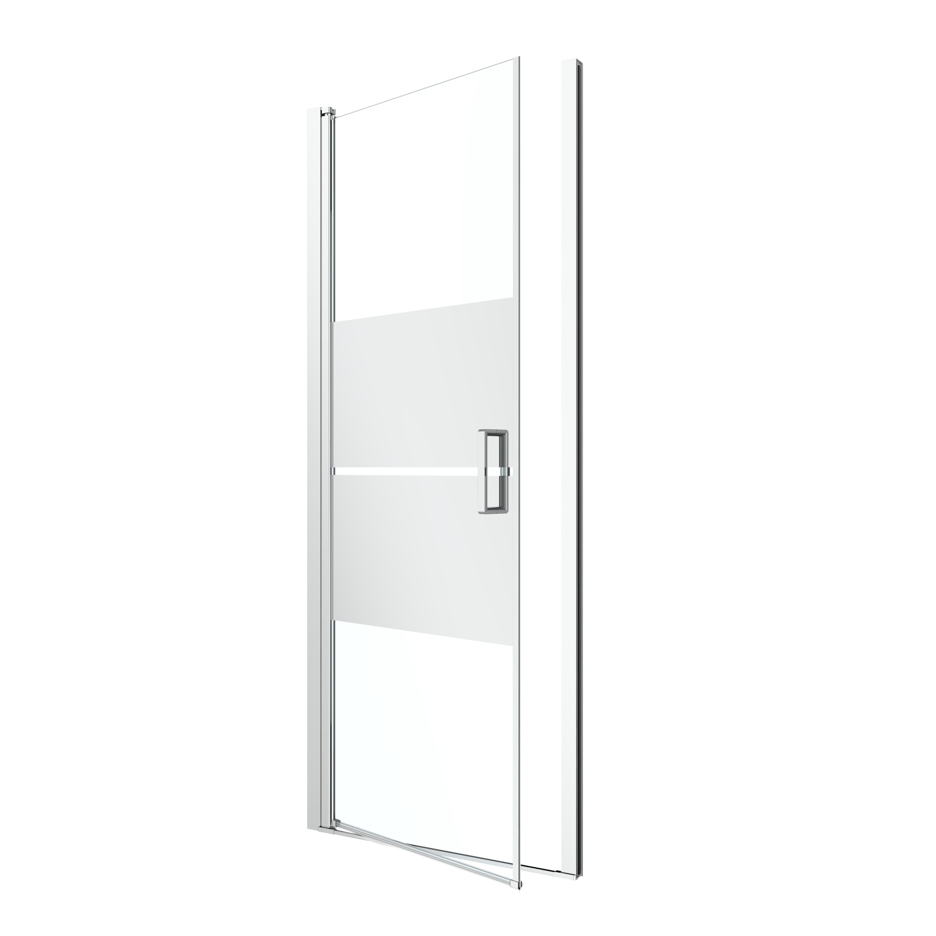 GoodHome Ledava Minimal frame Chrome effect Mirror Strip Pivot Shower door (H)195cm (W)80cm