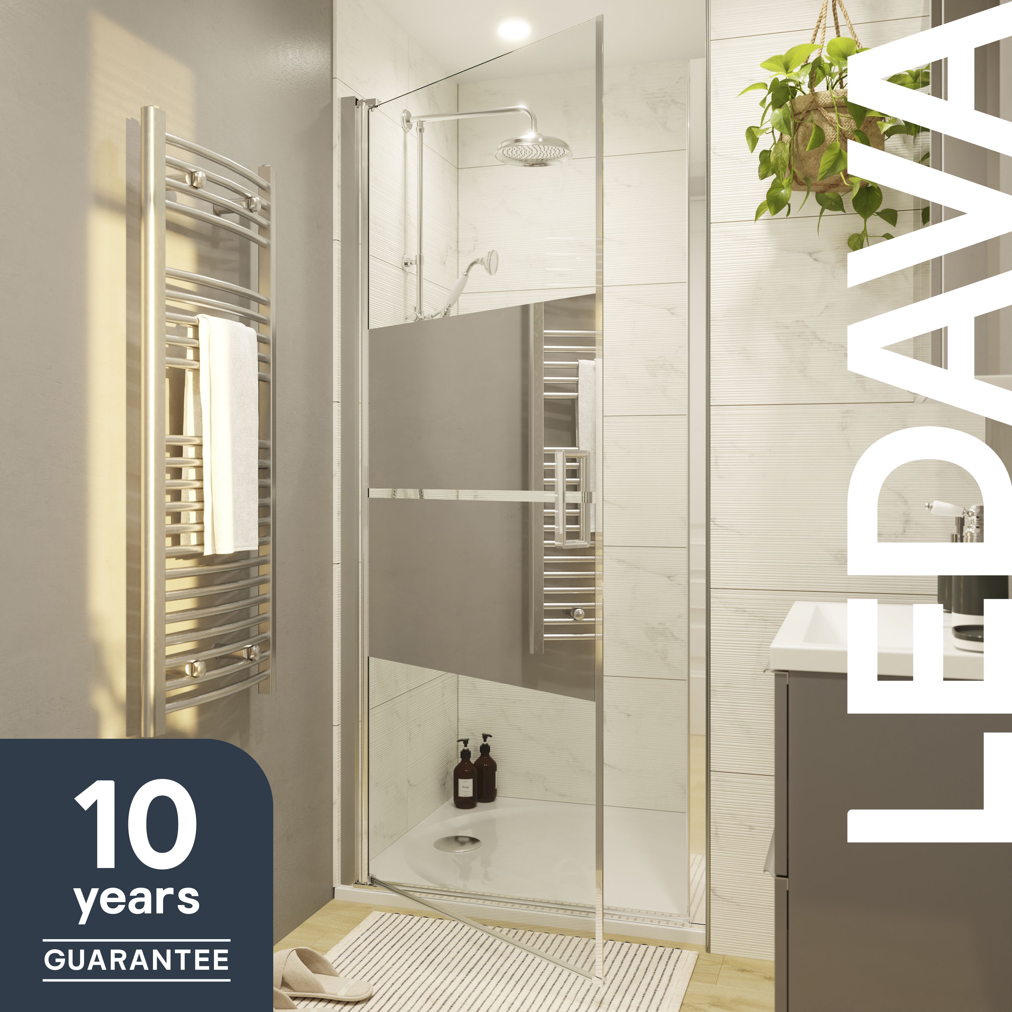 GoodHome Ledava Minimal frame Chrome effect Mirror Strip Pivot Shower door (H)195cm (W)80cm
