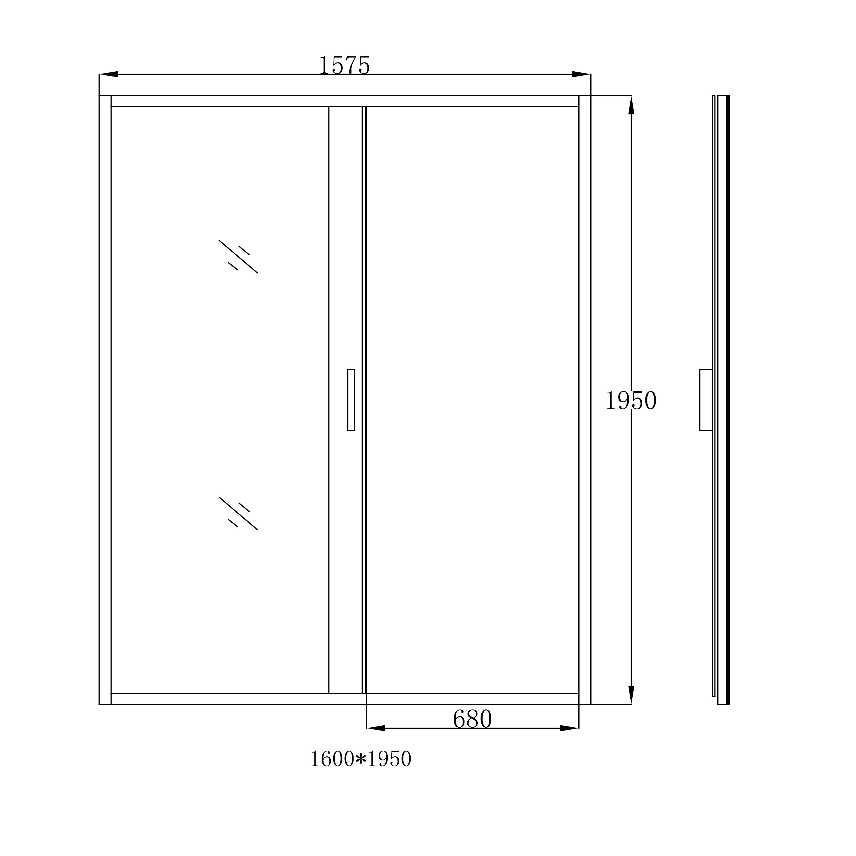 GoodHome Ledava Minimal frame Chrome effect Mirror Strip Sliding Shower door (H)195cm (W)160cm