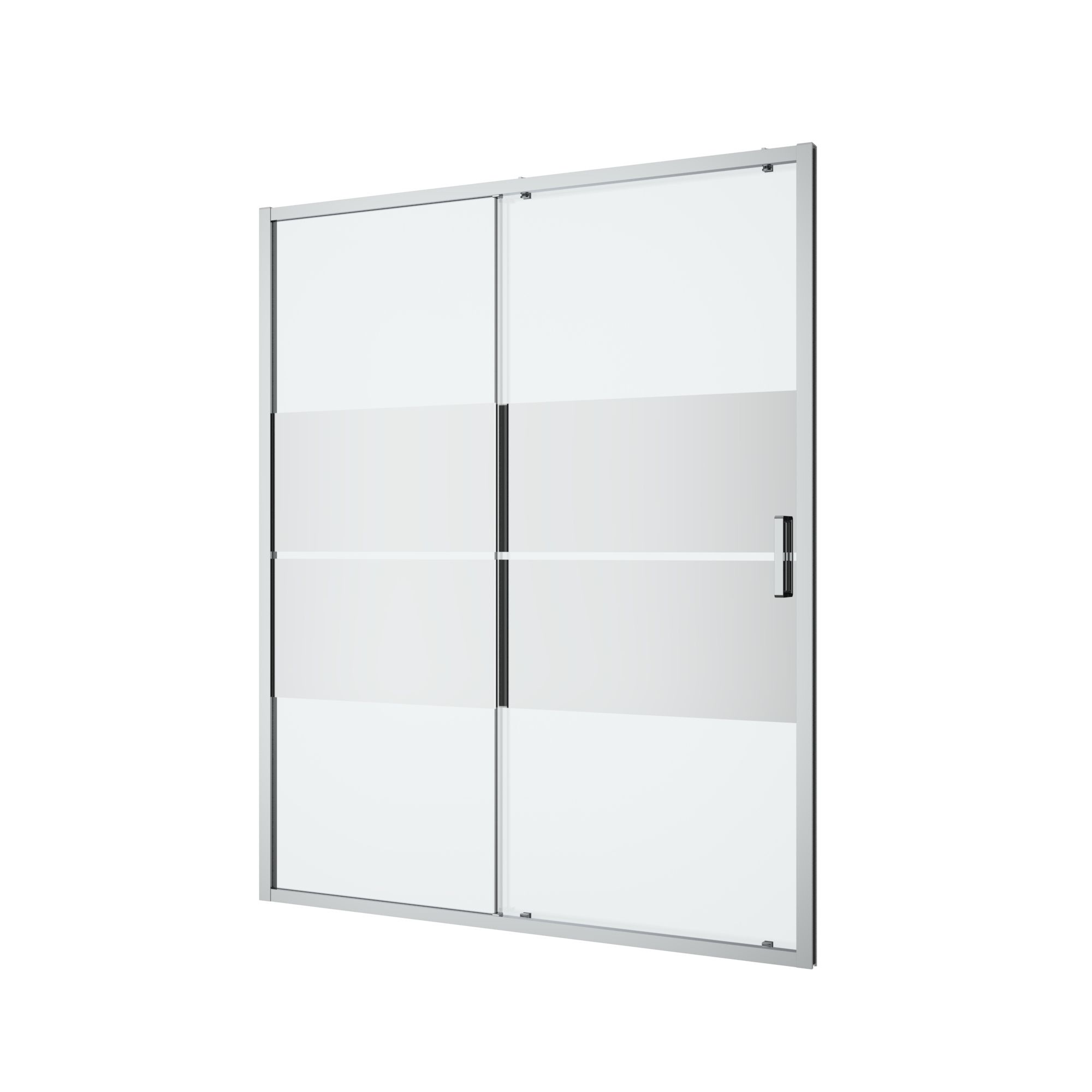 GoodHome Ledava Minimal frame Chrome effect Mirror Strip Sliding Shower Door (H)195cm (W)160cm