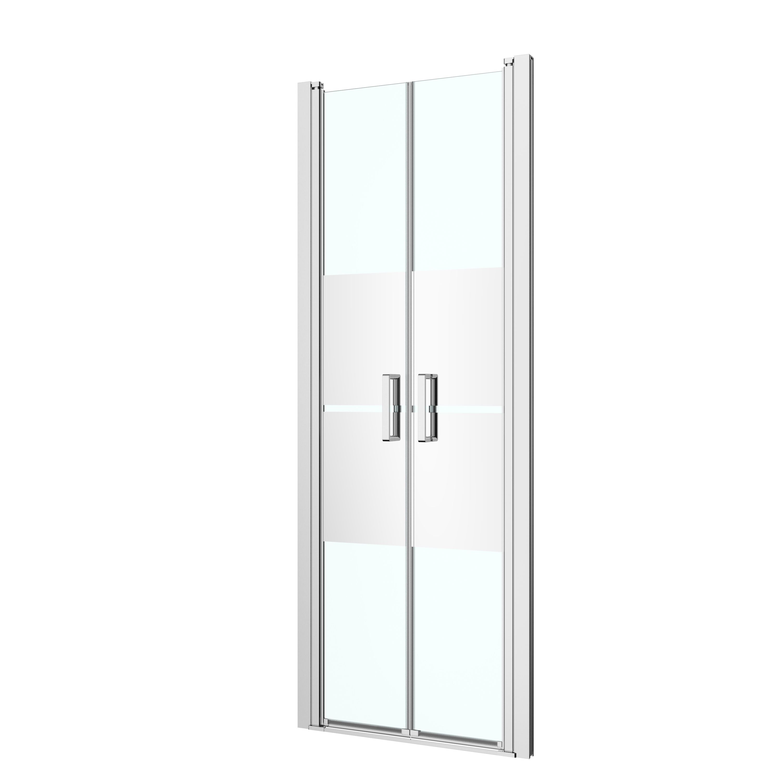 GoodHome Ledava Minimal frame Chrome effect Mirror Strip Western Shower door (H)195cm (W)76cm
