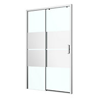 GoodHome Ledava Minimal frame Chrome effect Mirror Striped Sliding Shower Door (H)195cm (W)120cm