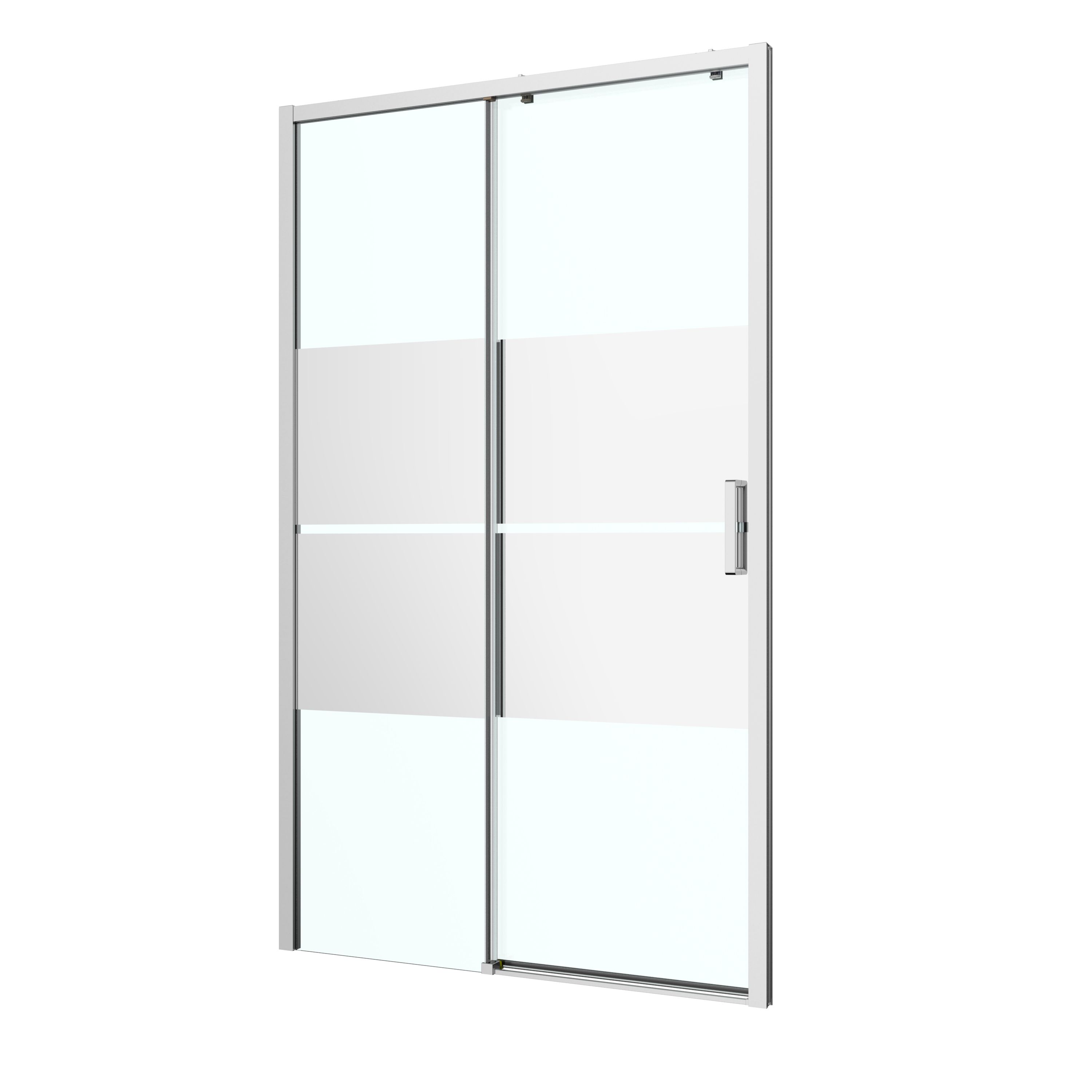 GoodHome Ledava Minimal frame Chrome effect Mirror Striped Sliding Shower door (H)195cm (W)120cm