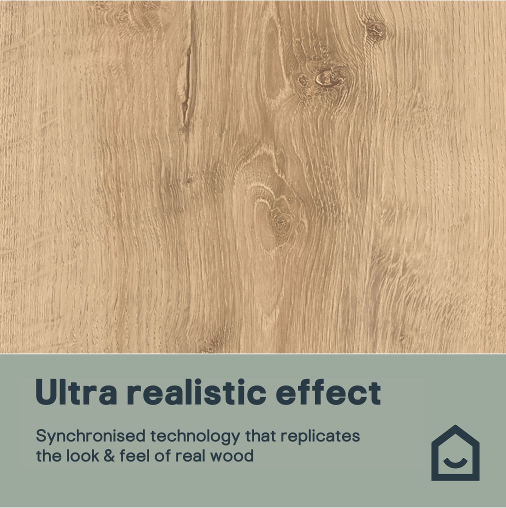 GoodHome Ledbury Ivory Natural Light oak effect Structured Laminate Flooring, 2.16m²
