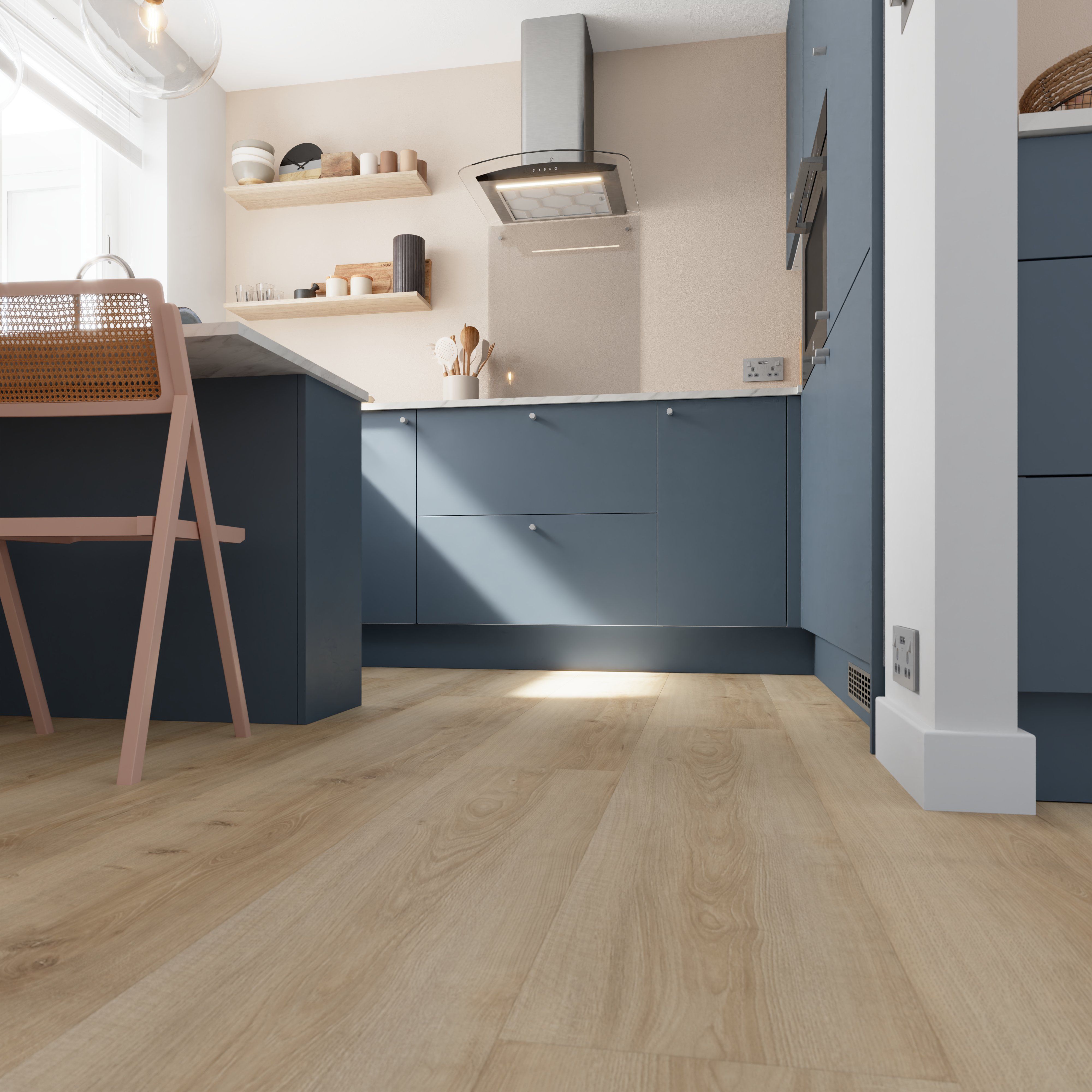 GoodHome Ledbury Ivory Natural Light oak effect Structured Laminate Flooring, 2.16m²