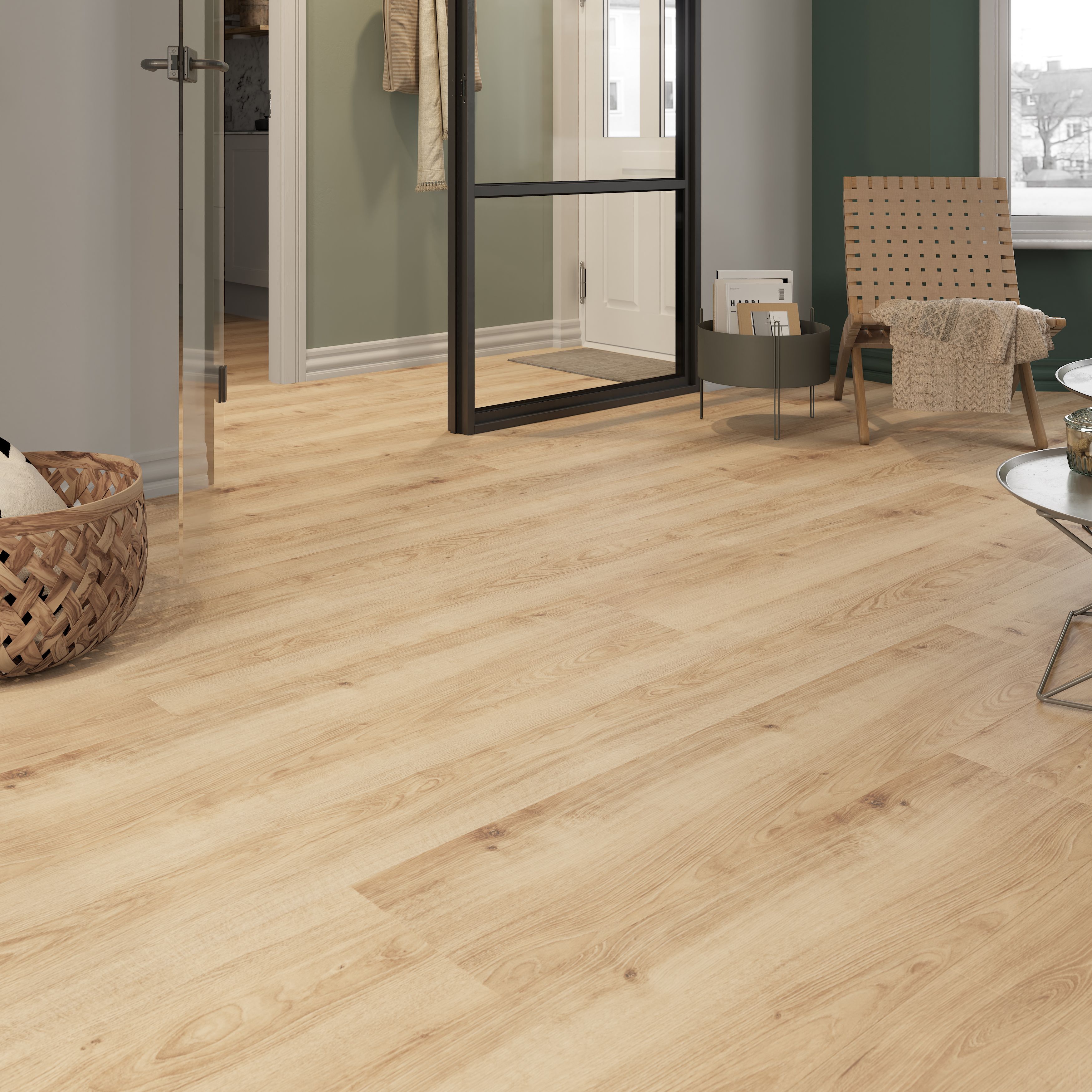 GoodHome Ledbury Ivory Natural Light oak effect Structured Laminate Flooring, 2.16m²