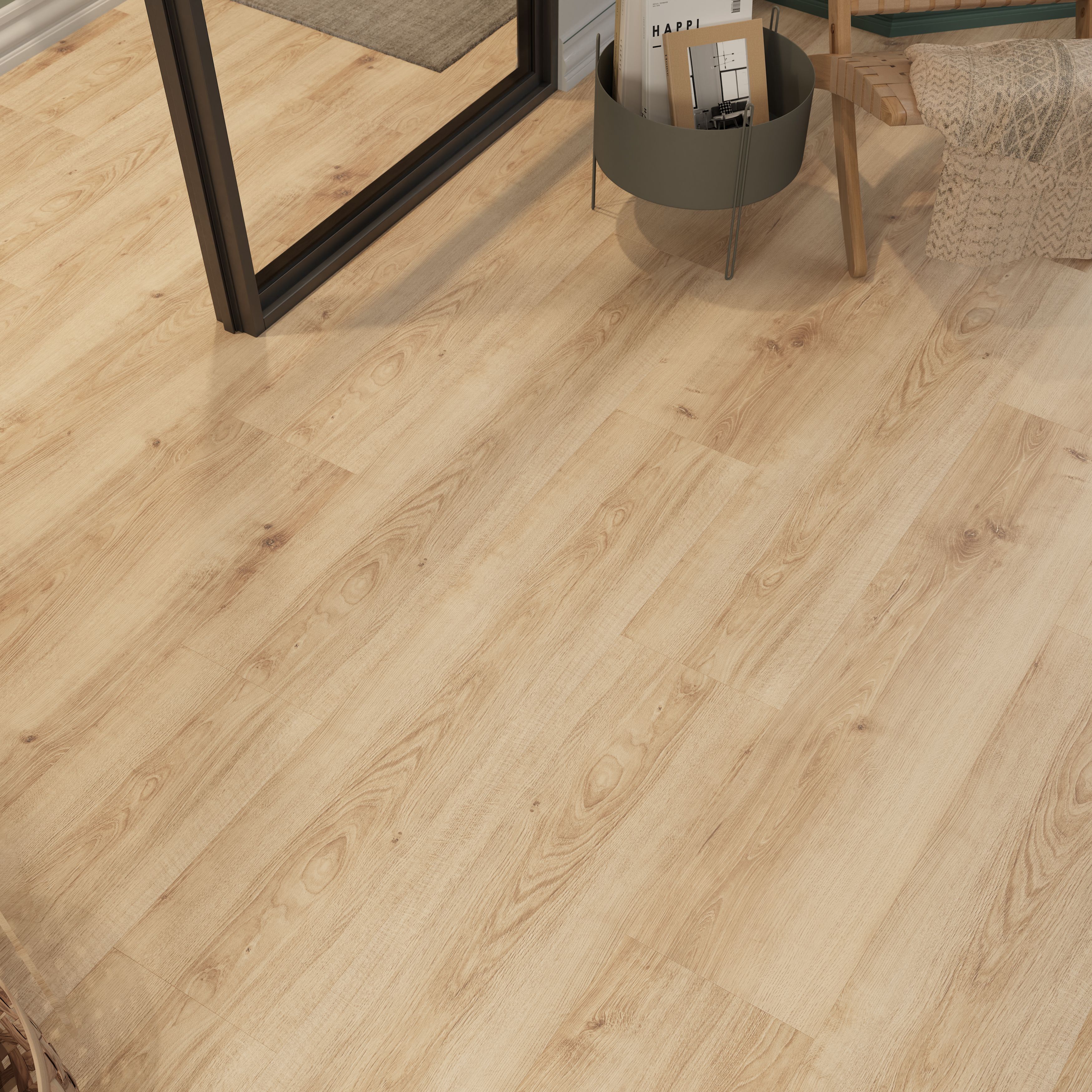 GoodHome Ledbury Ivory Natural Light oak effect Structured Laminate Flooring, 2.16m²