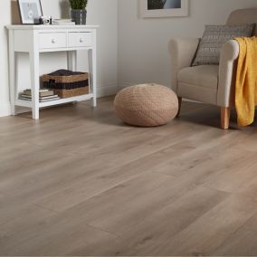 GoodHome Leiston Grey Oak effect Laminate Flooring, 1.76m² Pack of 8