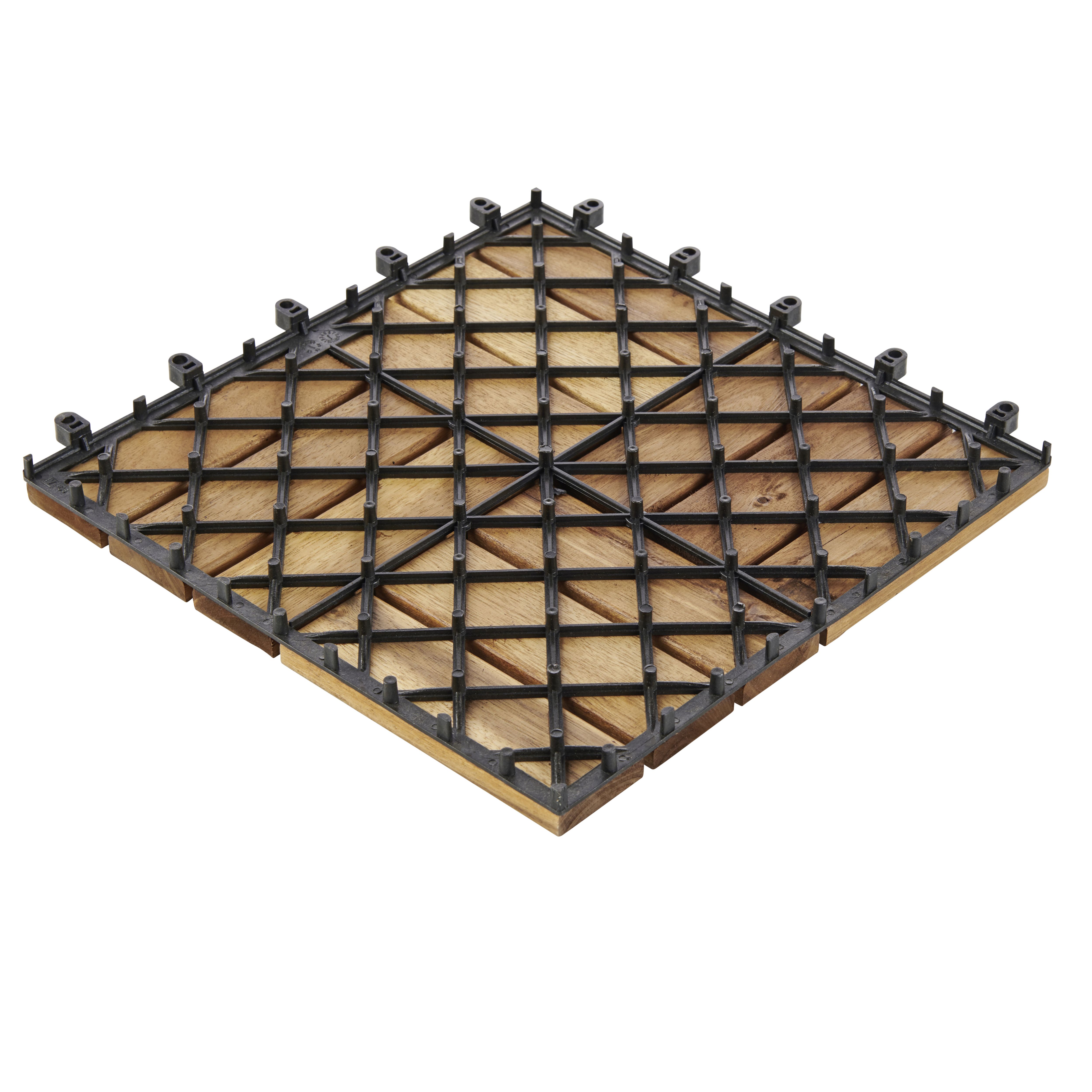 GoodHome Lempa Natural Clippable deck tile (L)30cm (W)30cm (T)24mm, Pack of 4