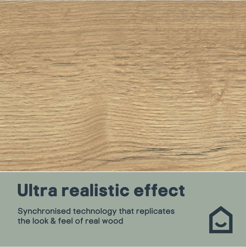 GoodHome Leominster Natural wood effect Structured Laminate Flooring, 1.99m²