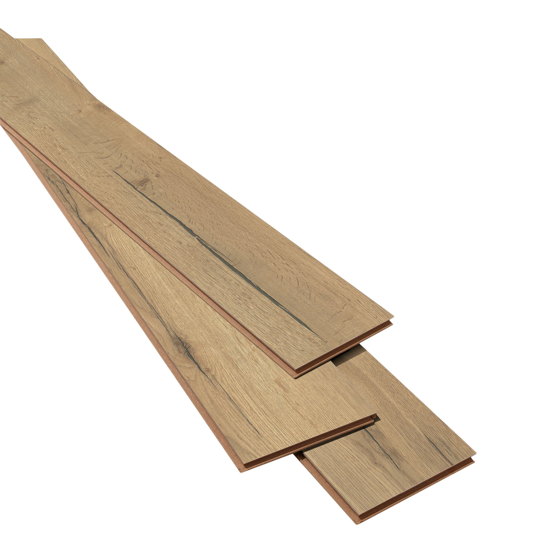 GoodHome Leominster Natural wood effect Structured Laminate Flooring, 1.99m²