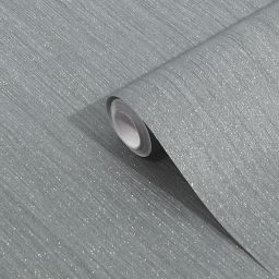 GoodHome Lery Dark grey Pleated Glitter effect Textured Wallpaper Sample