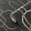 GoodHome Leucie Black & gold Art deco Metallic effect Textured Wallpaper