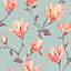 GoodHome Leuzea Blue Floral Smooth Wallpaper