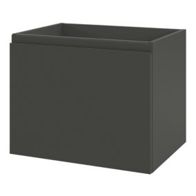 GoodHome Levanna Compact Matt Grey Single Wall-mounted Bathroom Cabinet (H) 480mm (W) 600mm