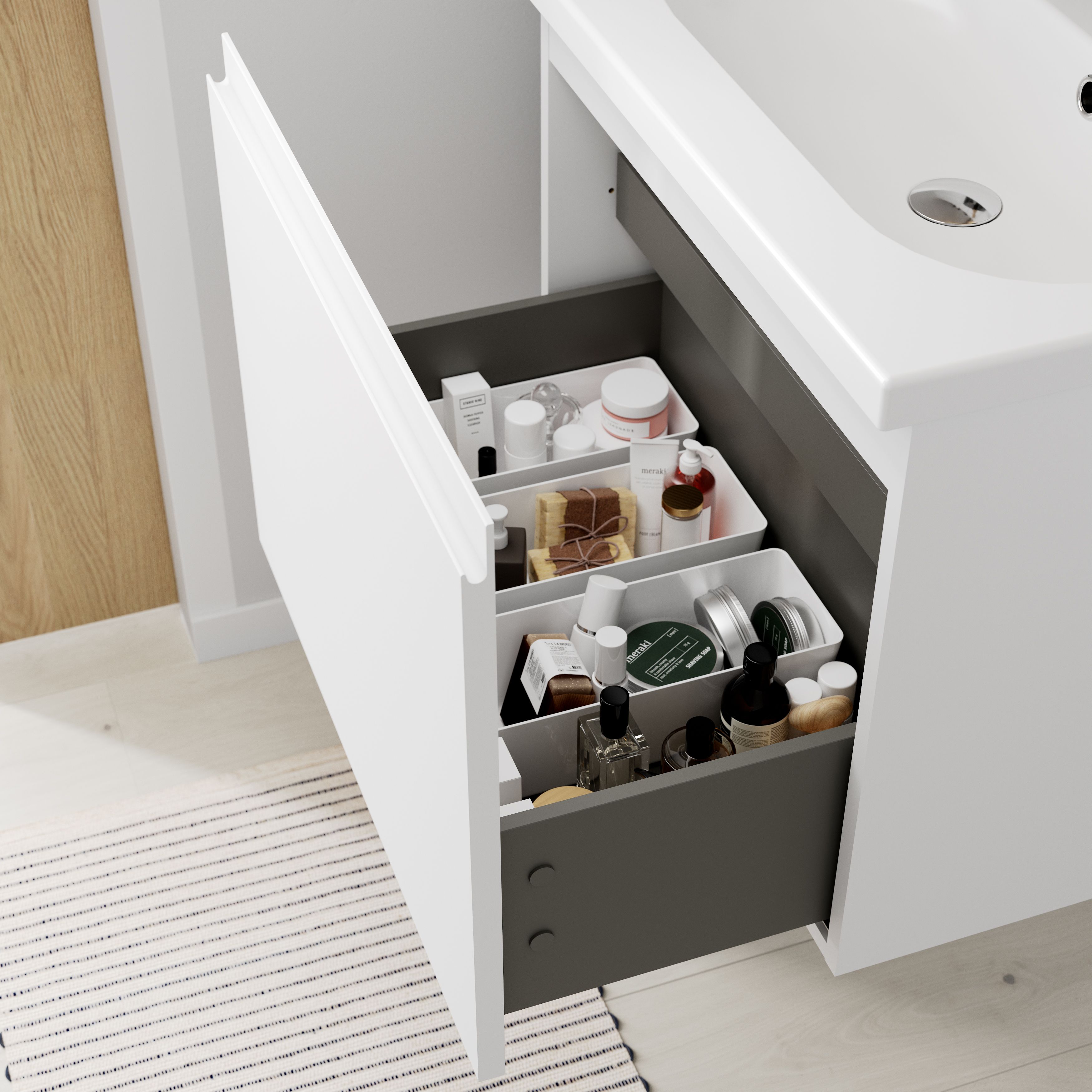 GoodHome Levanna Compact Matt White Single Wall-mounted Bathroom Cabinet (H) 480mm (W) 600mm