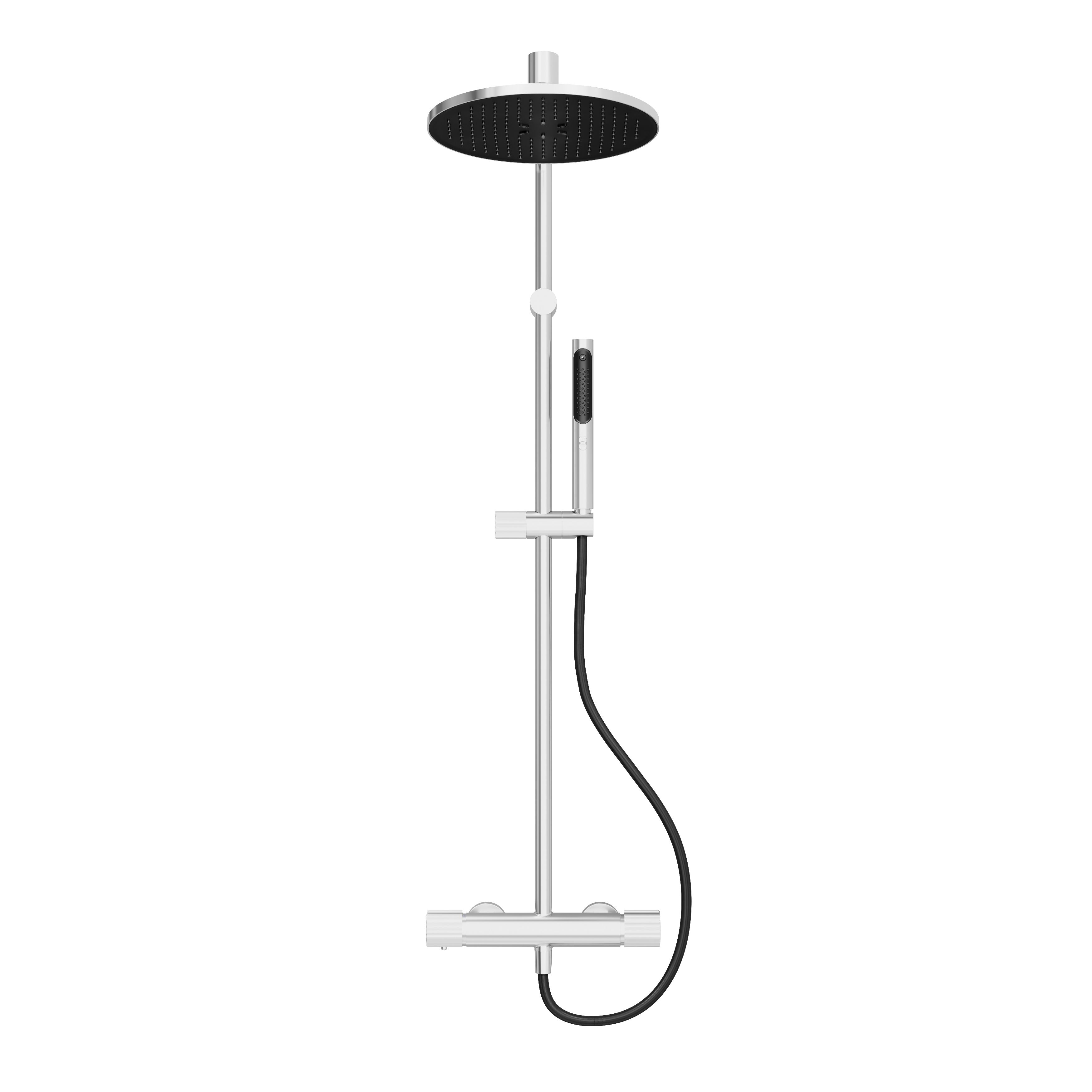 GoodHome Levanna Gloss Chrome effect Wall-mounted Thermostatic  