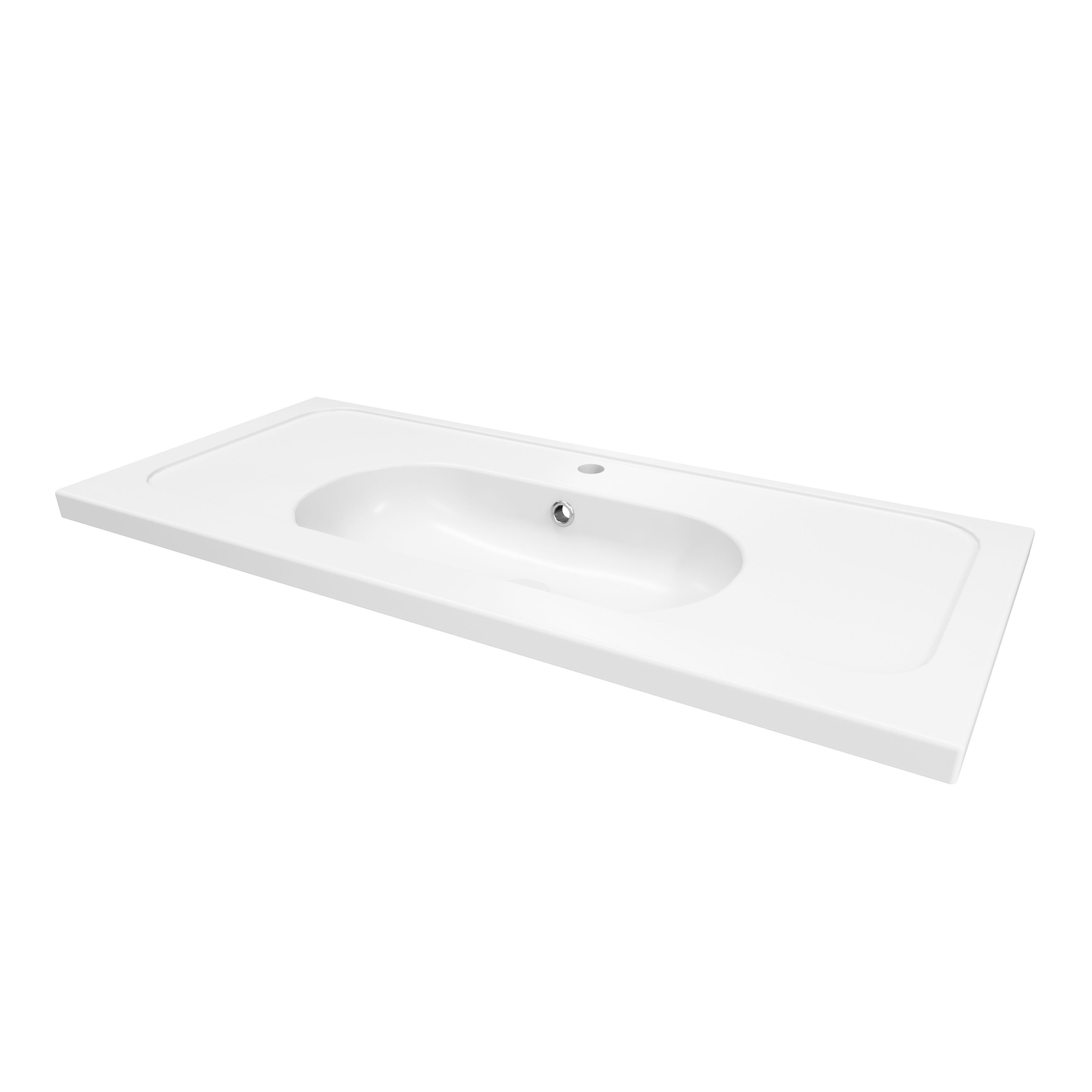 GoodHome Levanna Gloss White Rectangular Vanity Basin (W)100.6cm