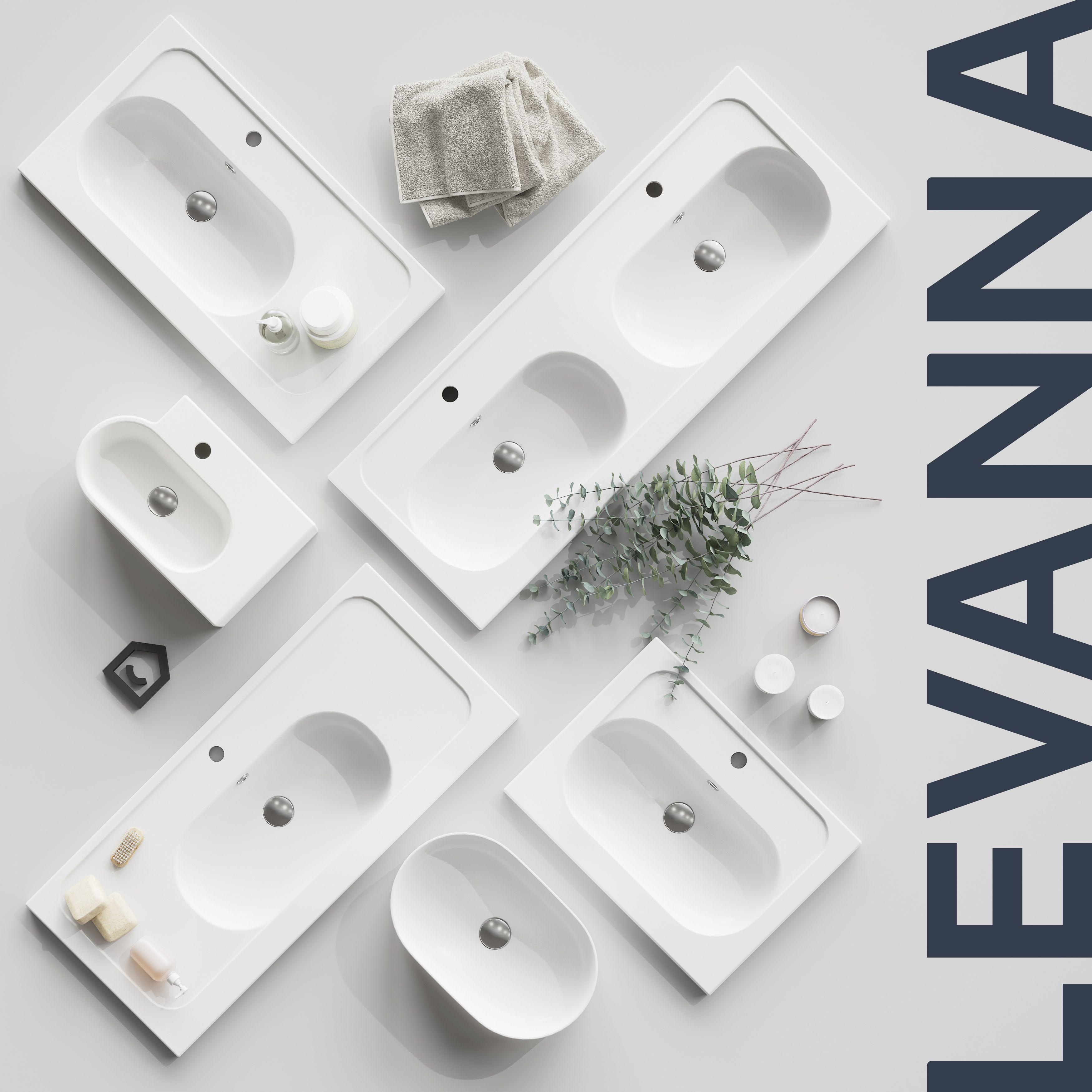 GoodHome Levanna Gloss White Rectangular Vanity Basin (W)100.6cm