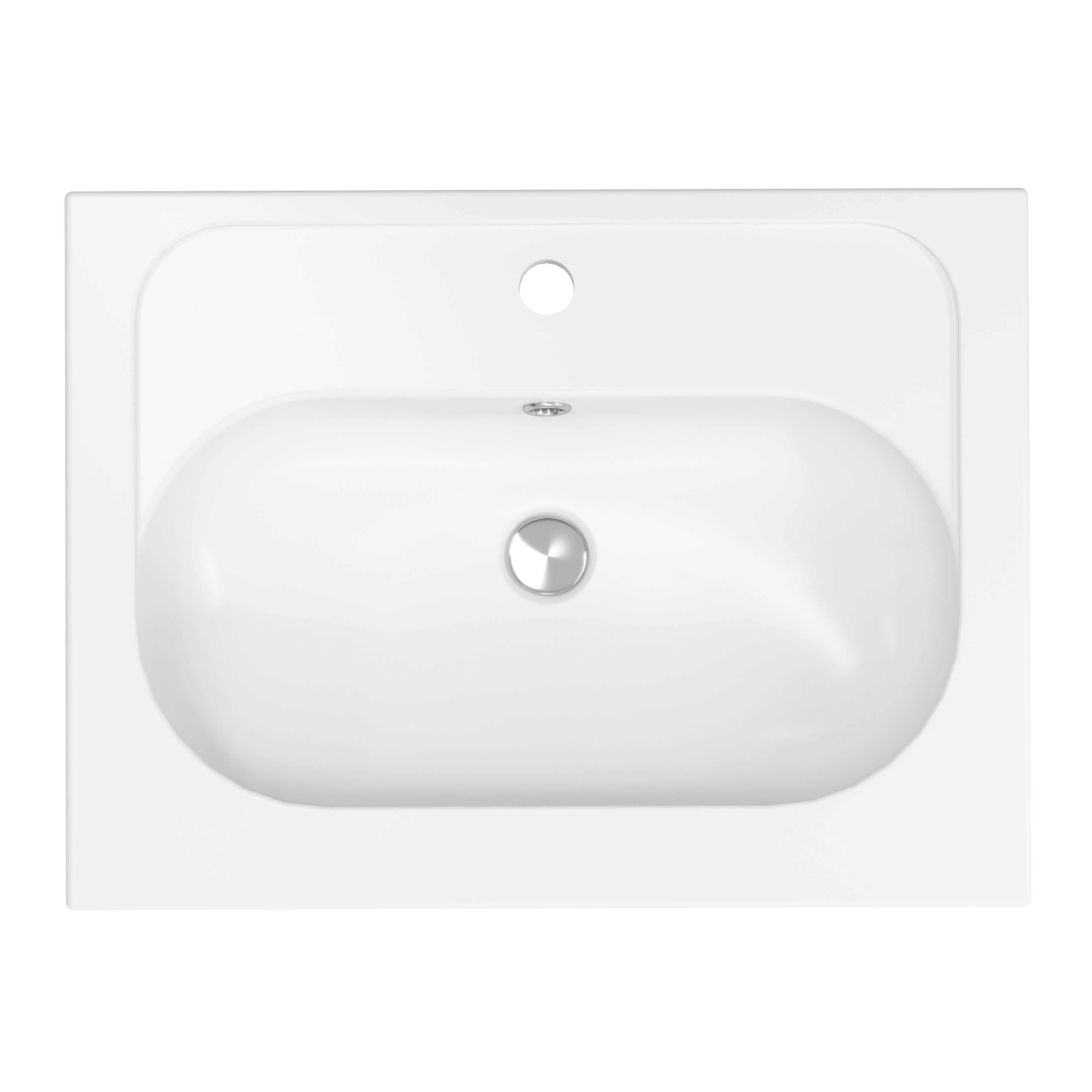 GoodHome Levanna Gloss White Rectangular Vanity Basin (W)60.6cm