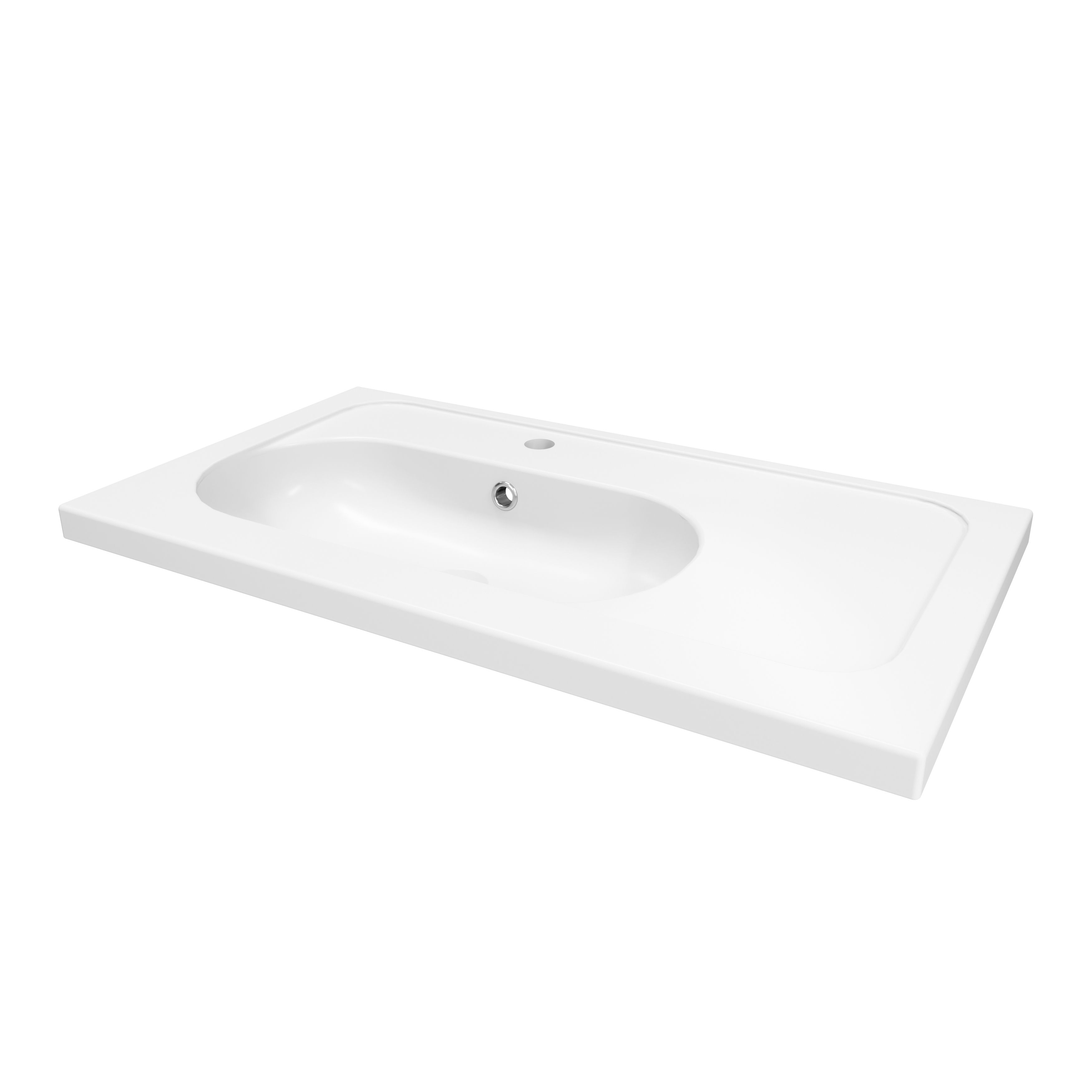 GoodHome Levanna Gloss White Rectangular Vanity Basin (W)80.6cm