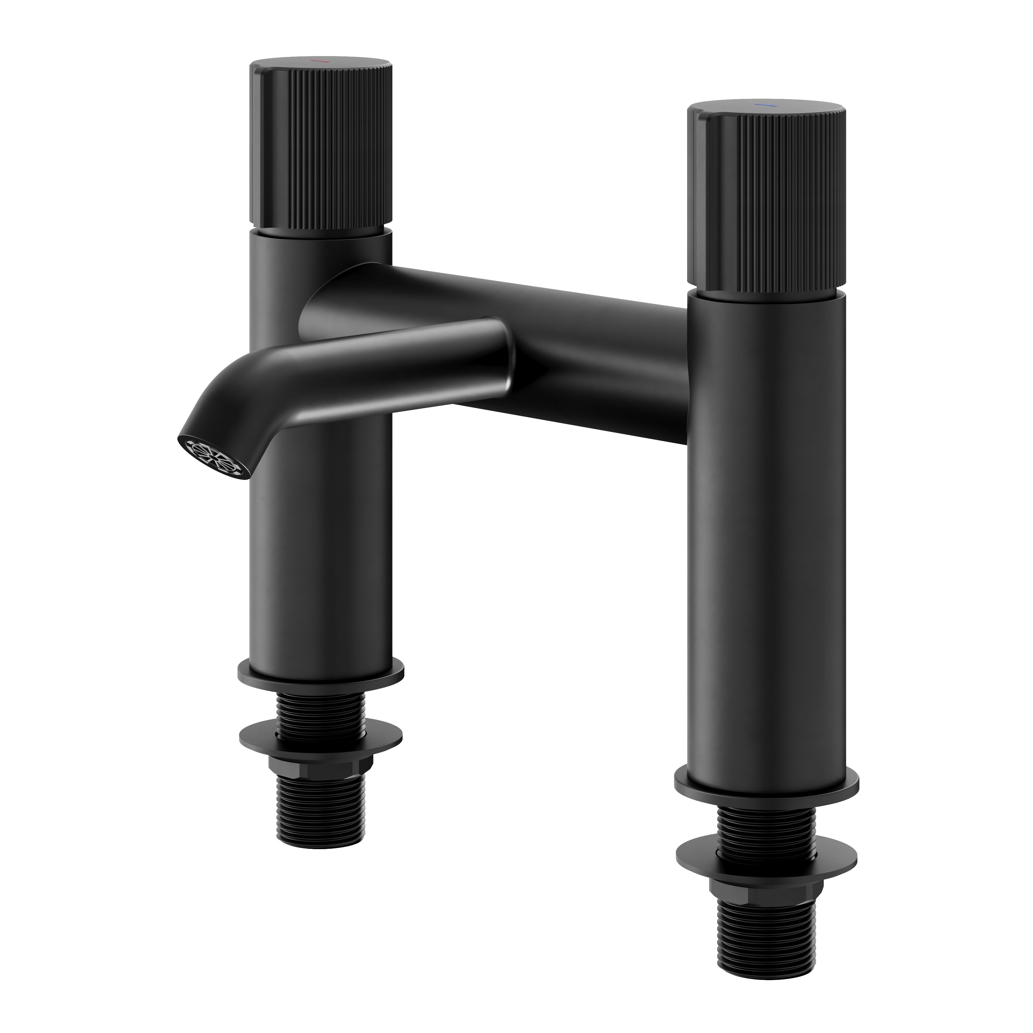 GoodHome Levanna Matt Black Deck-mounted Manual Double Bath Filler Tap