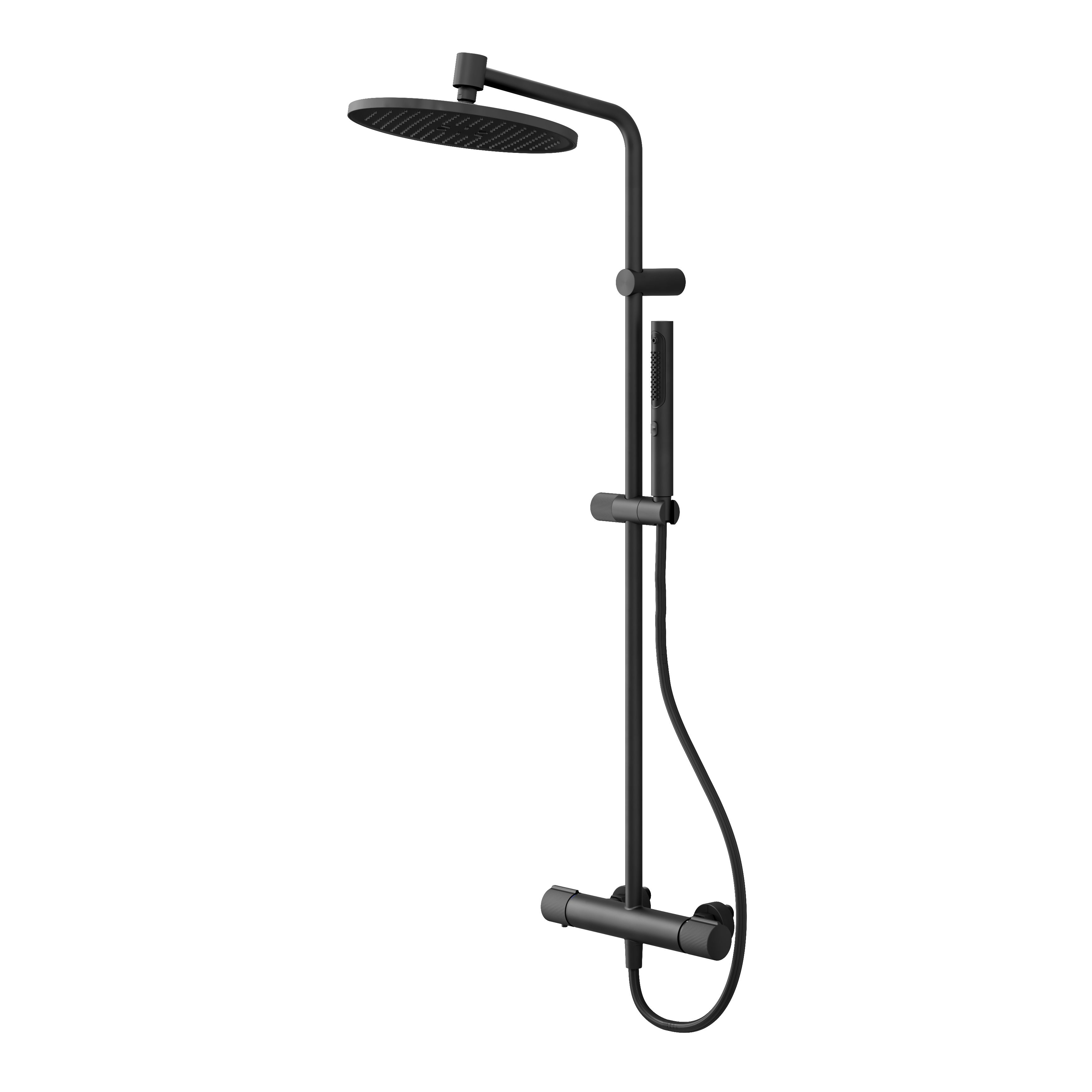 GoodHome Levanna Matt Black Thermostatic Mixer Multi head shower