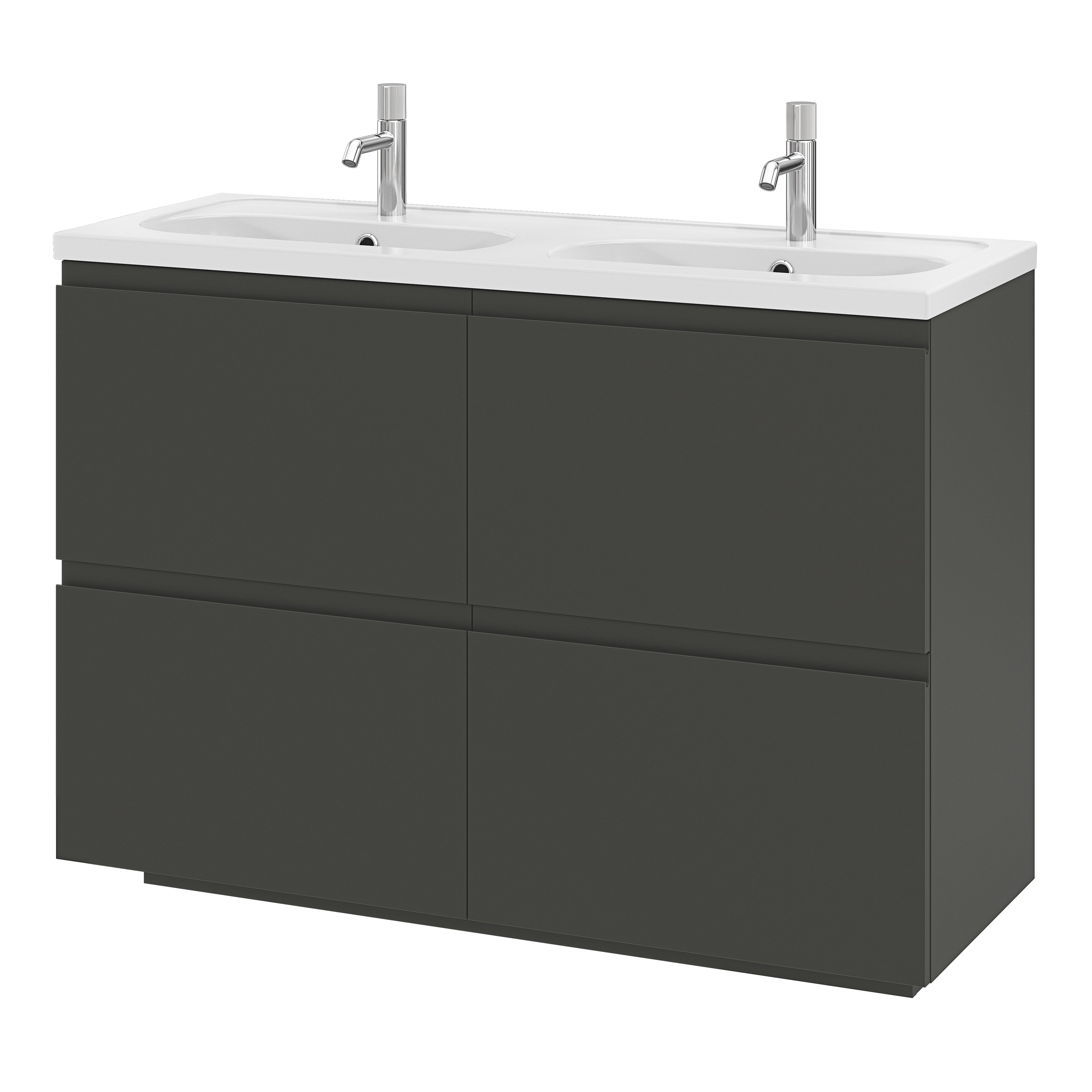 GoodHome Levanna Matt Dark grey Freestanding Vanity unit & basin set (W)1200mm (H)850mm
