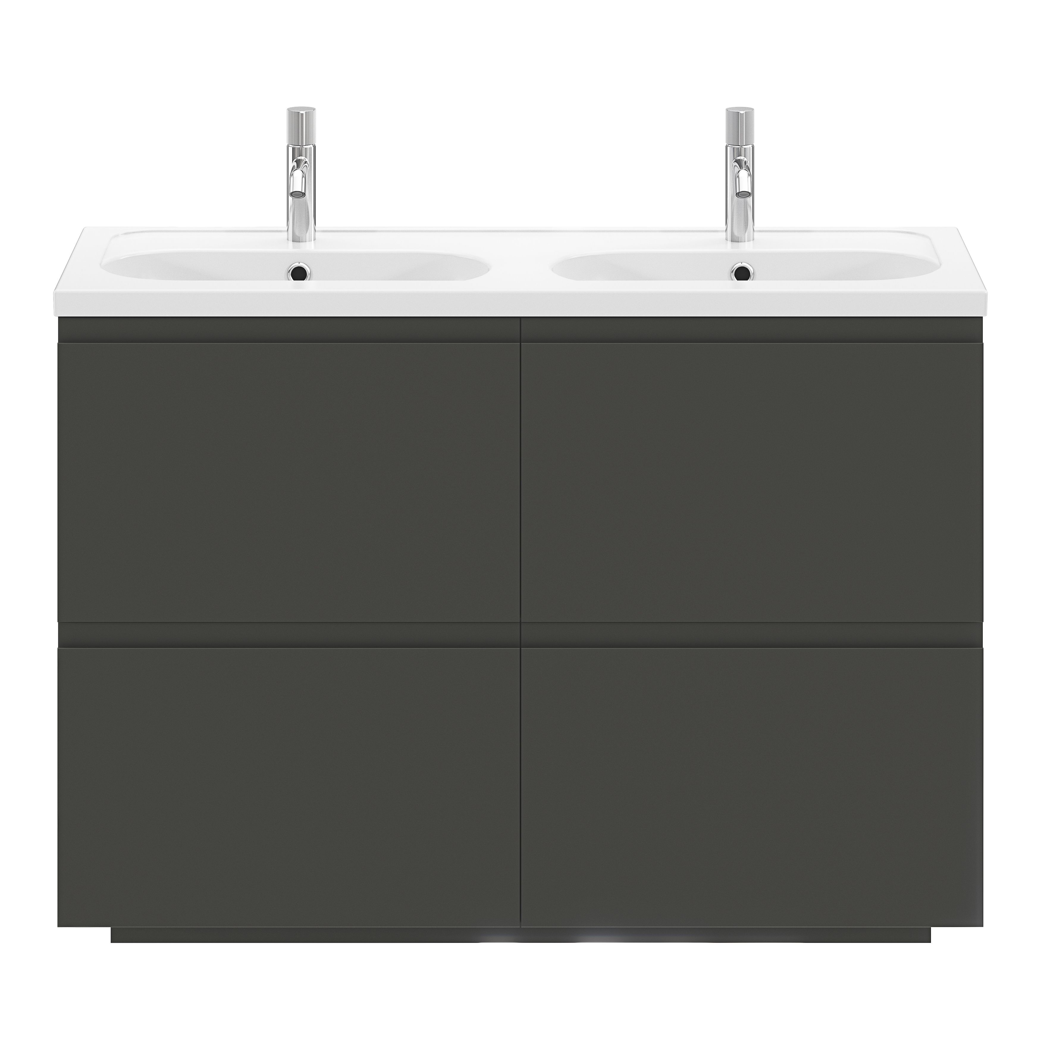 GoodHome Levanna Matt Dark grey Freestanding Vanity unit & basin set (W)1200mm (H)850mm