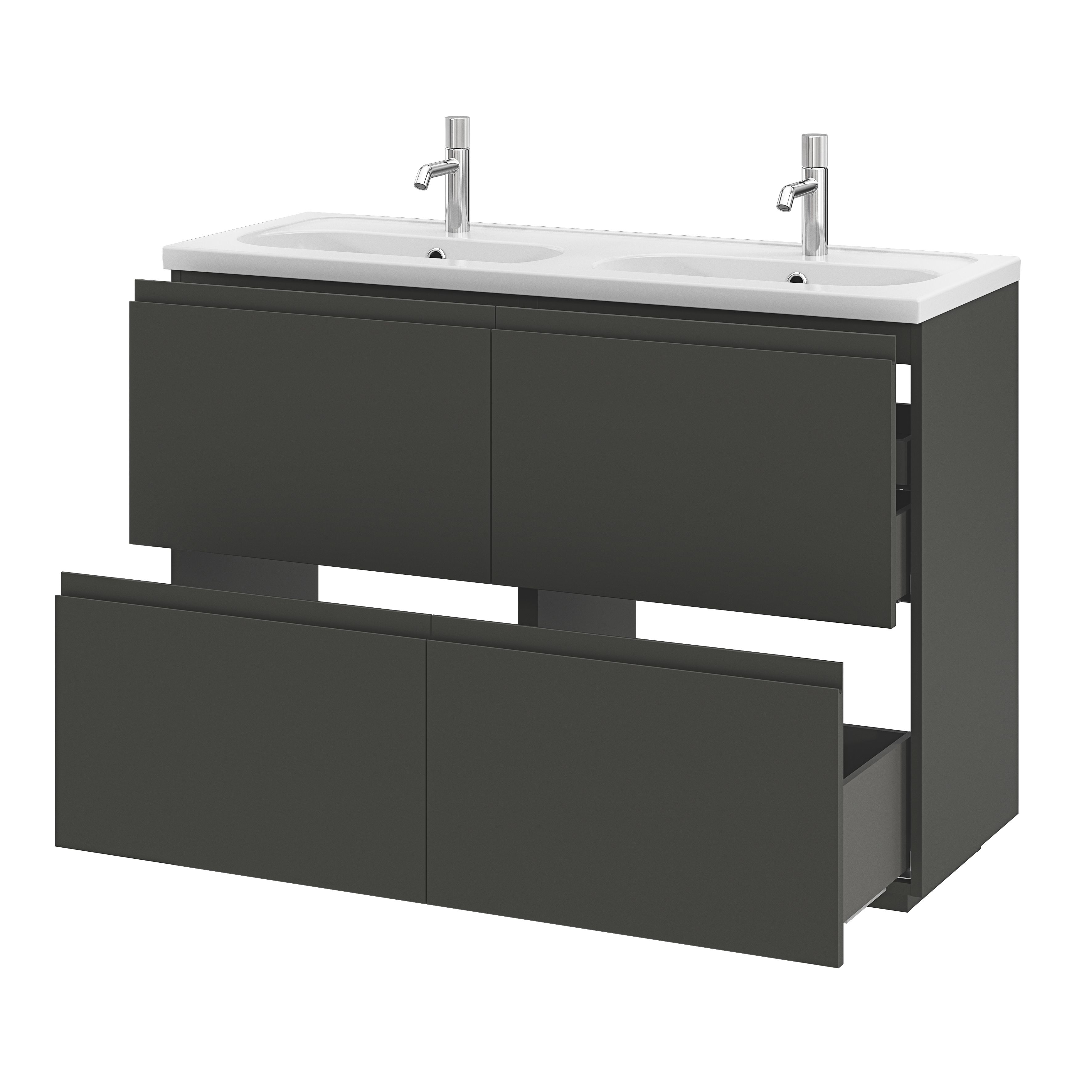 GoodHome Levanna Matt Dark grey Freestanding Vanity unit & basin set (W)1200mm (H)850mm