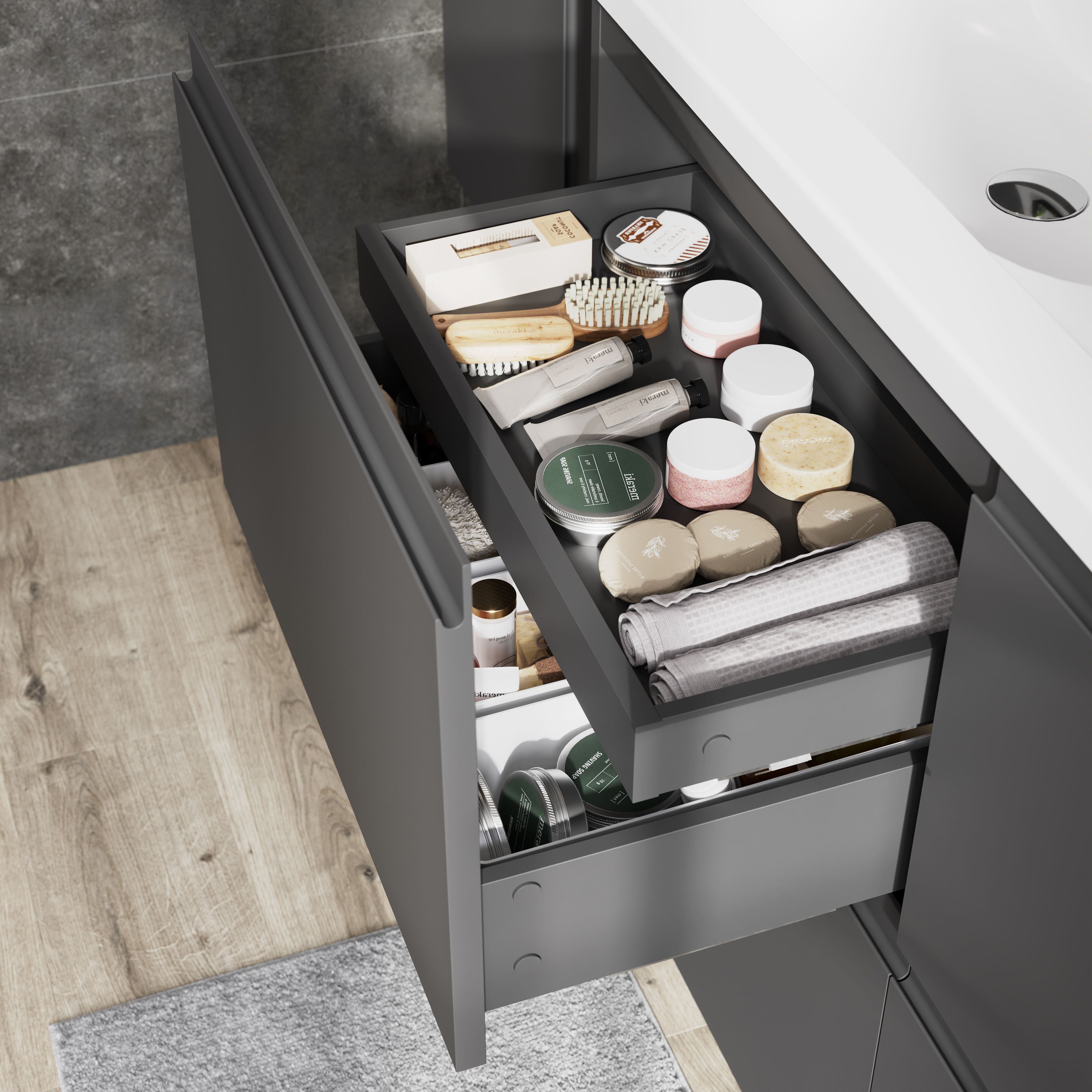 GoodHome Levanna Matt Dark grey Freestanding Vanity unit & basin set (W)1200mm (H)850mm