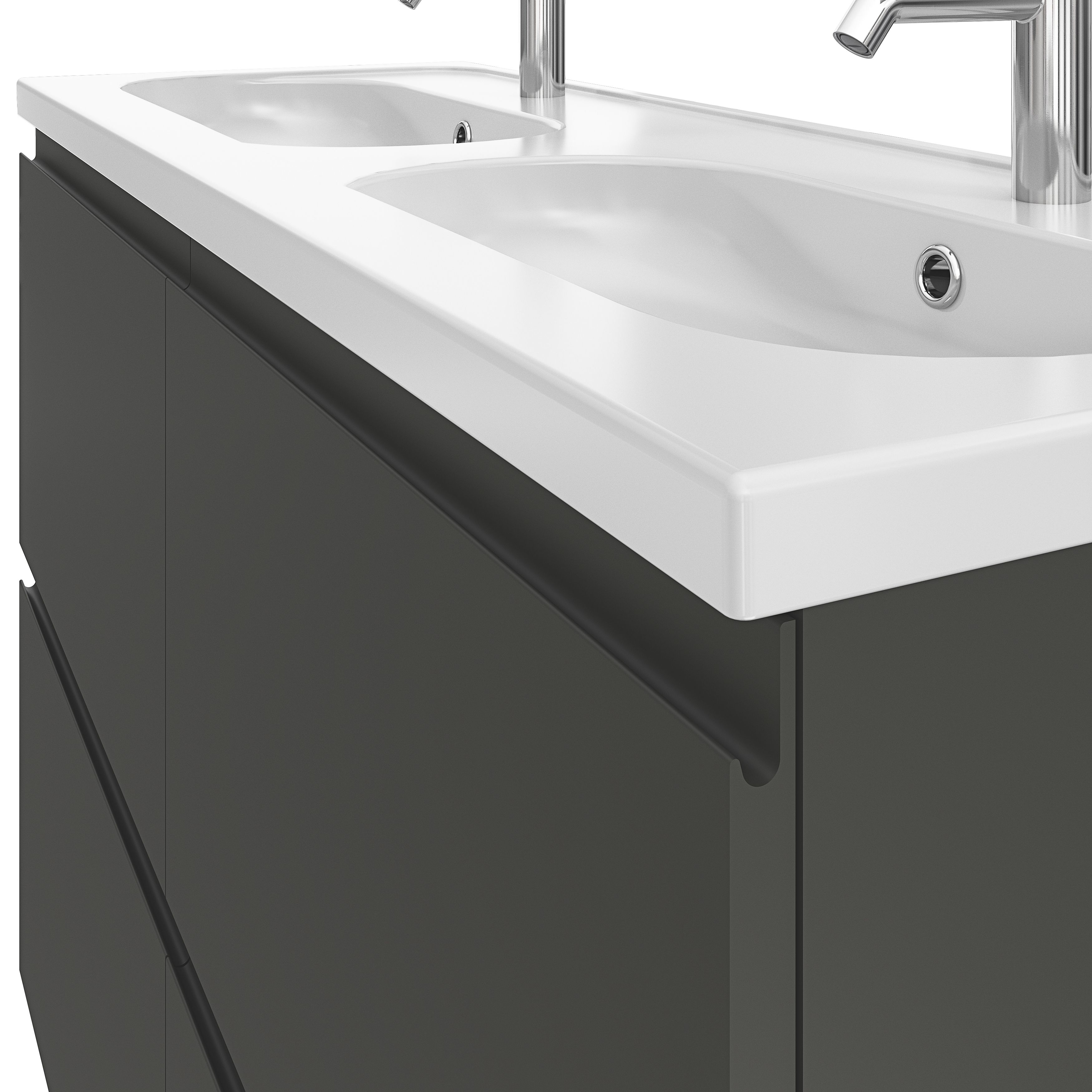 GoodHome Levanna Matt Dark grey Freestanding Vanity unit & basin set (W)1200mm (H)850mm